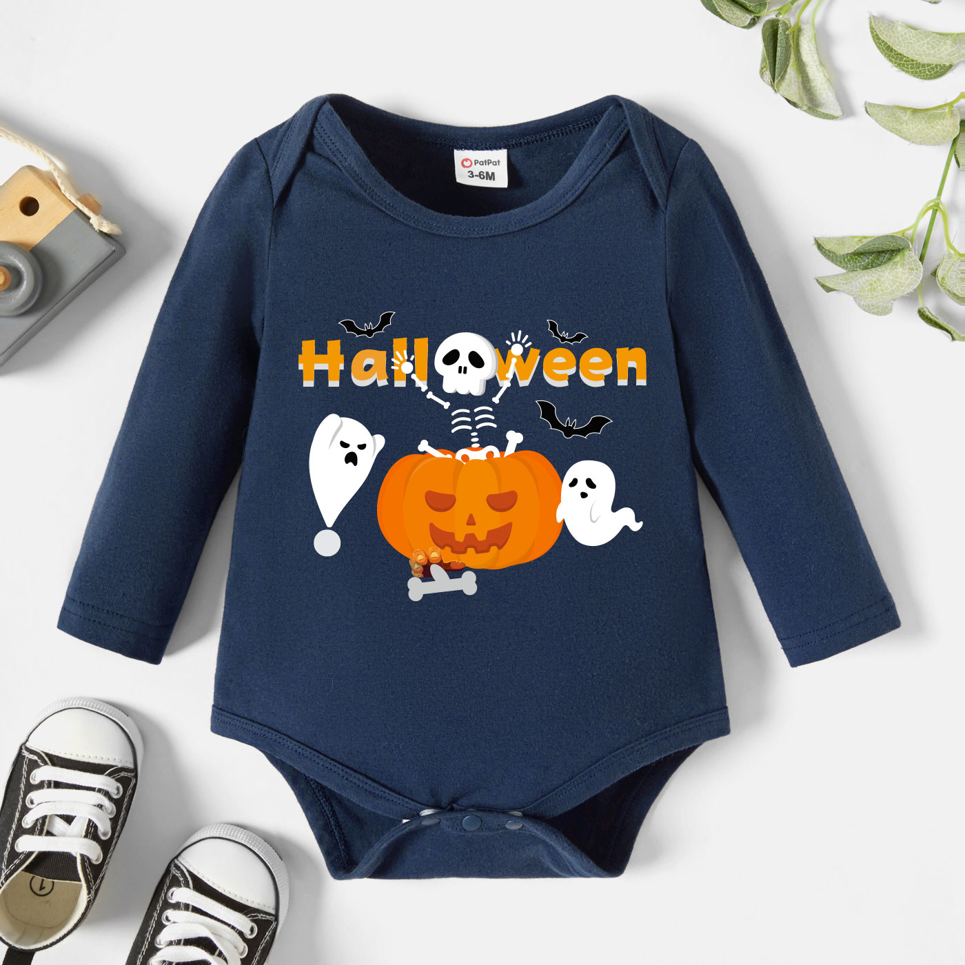 

Baby Graphic Dark Blue Long-sleeve Romper
