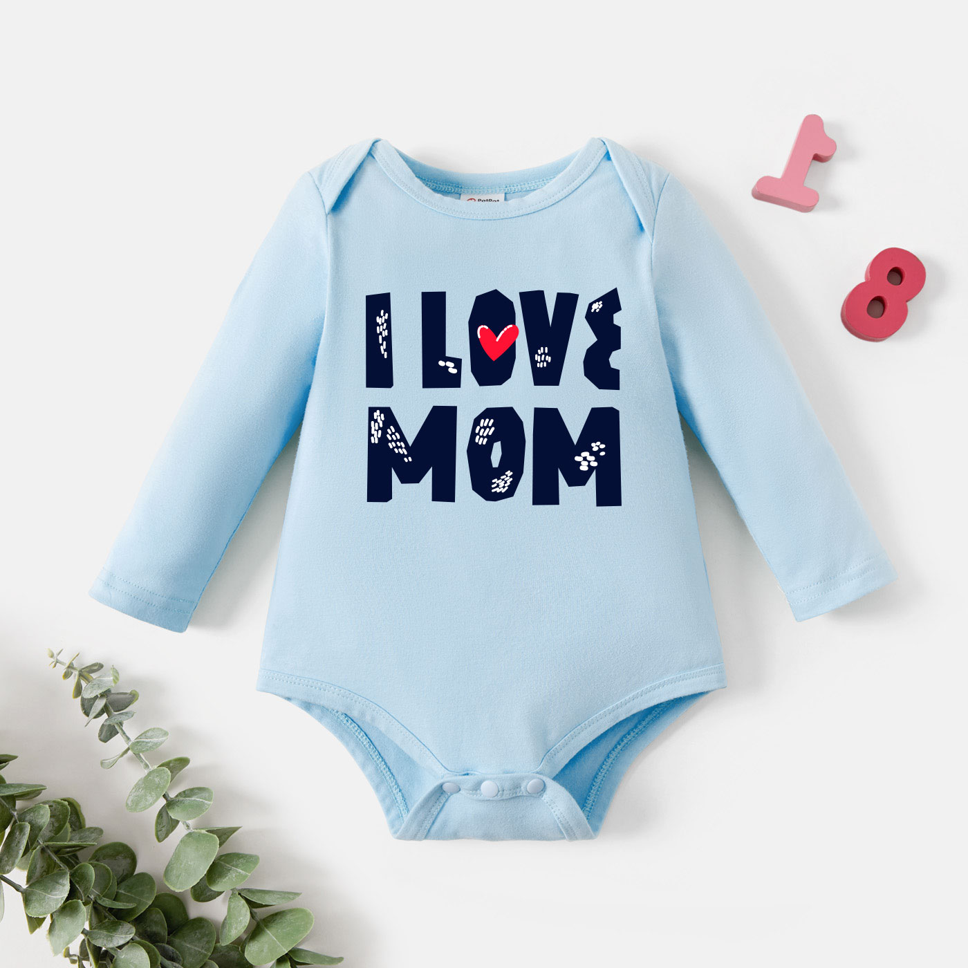 

Baby Graphic Letter Print Long-sleeve Romper