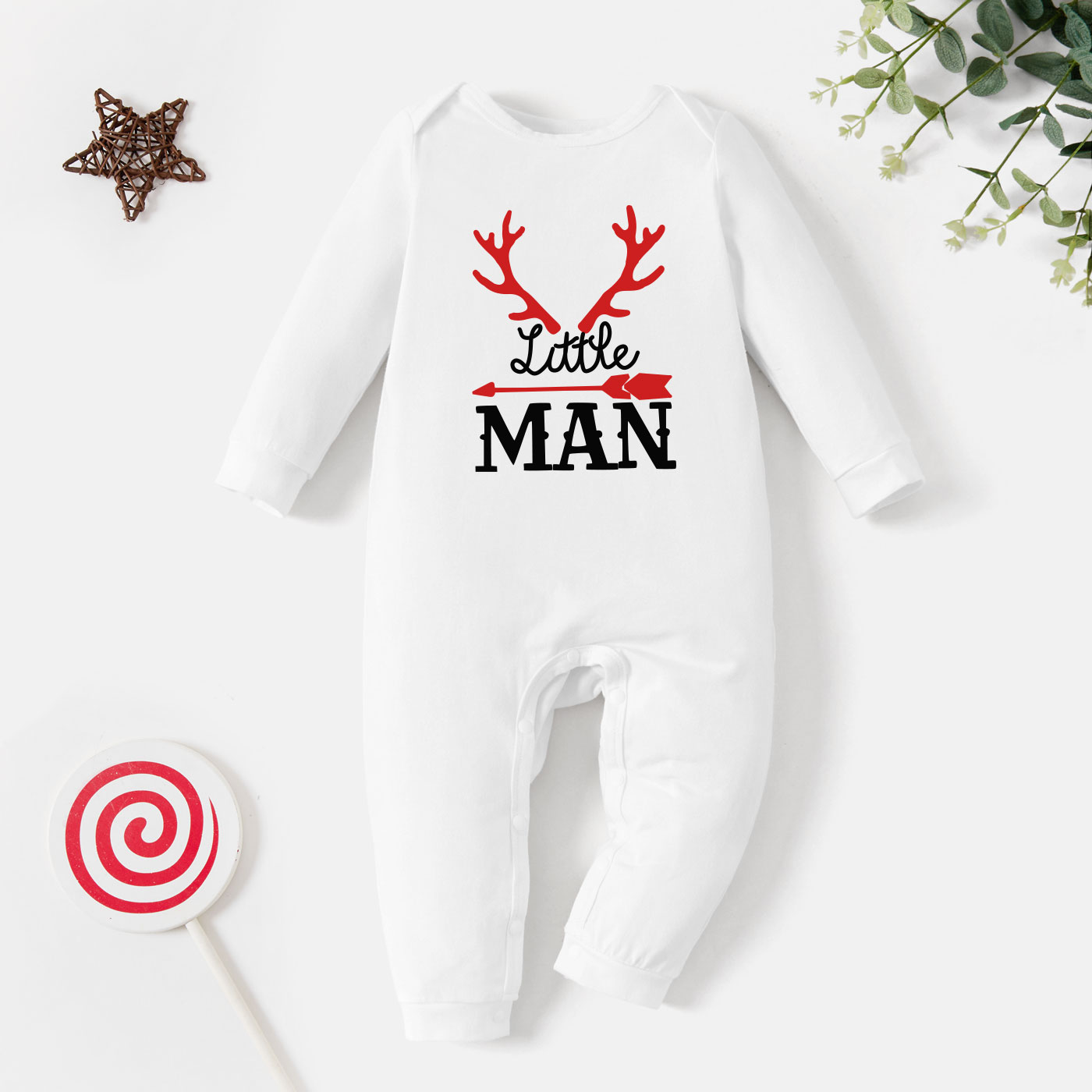 

Baby Graphic White Long-sleeve Jumpsuit
