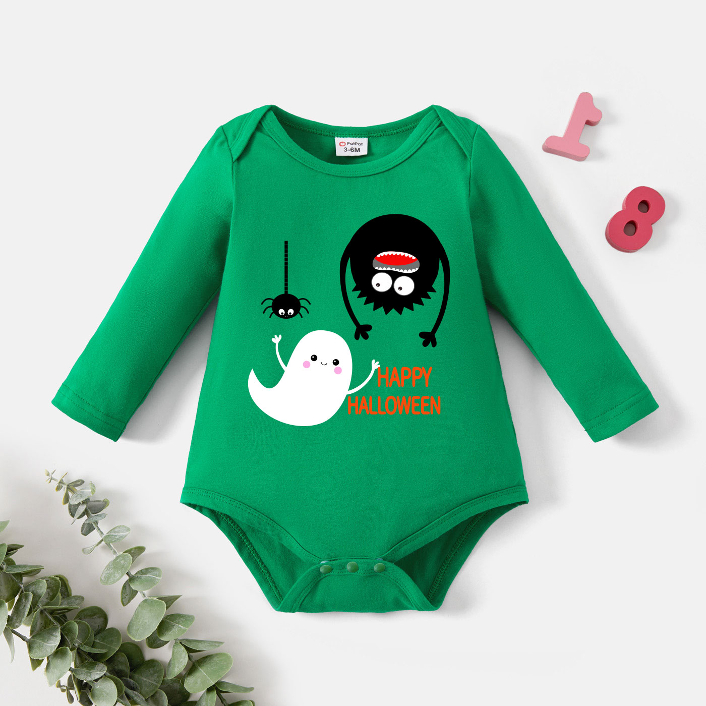

Baby Graphic Green Long-sleeve Romper