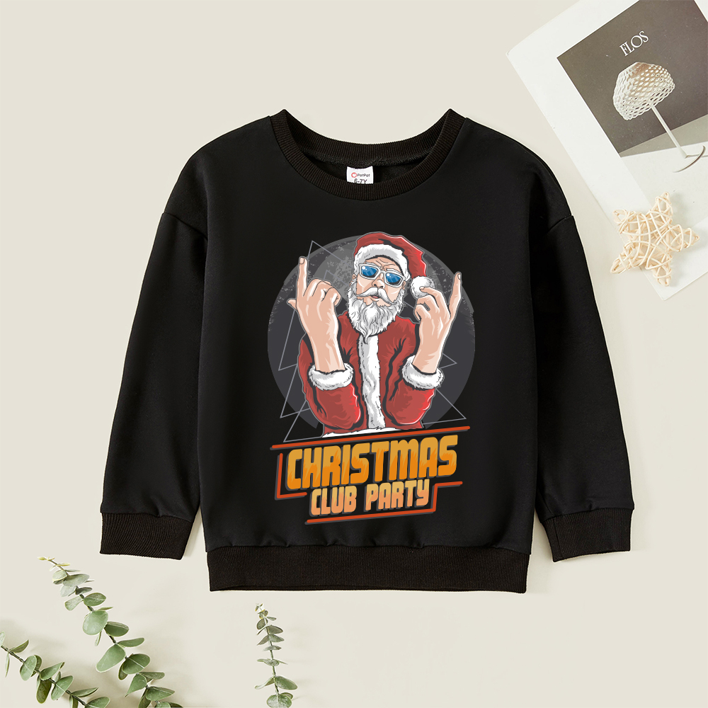 

Christmas Kid Graphic Santa and Letter Print Long-sleeve Pullover