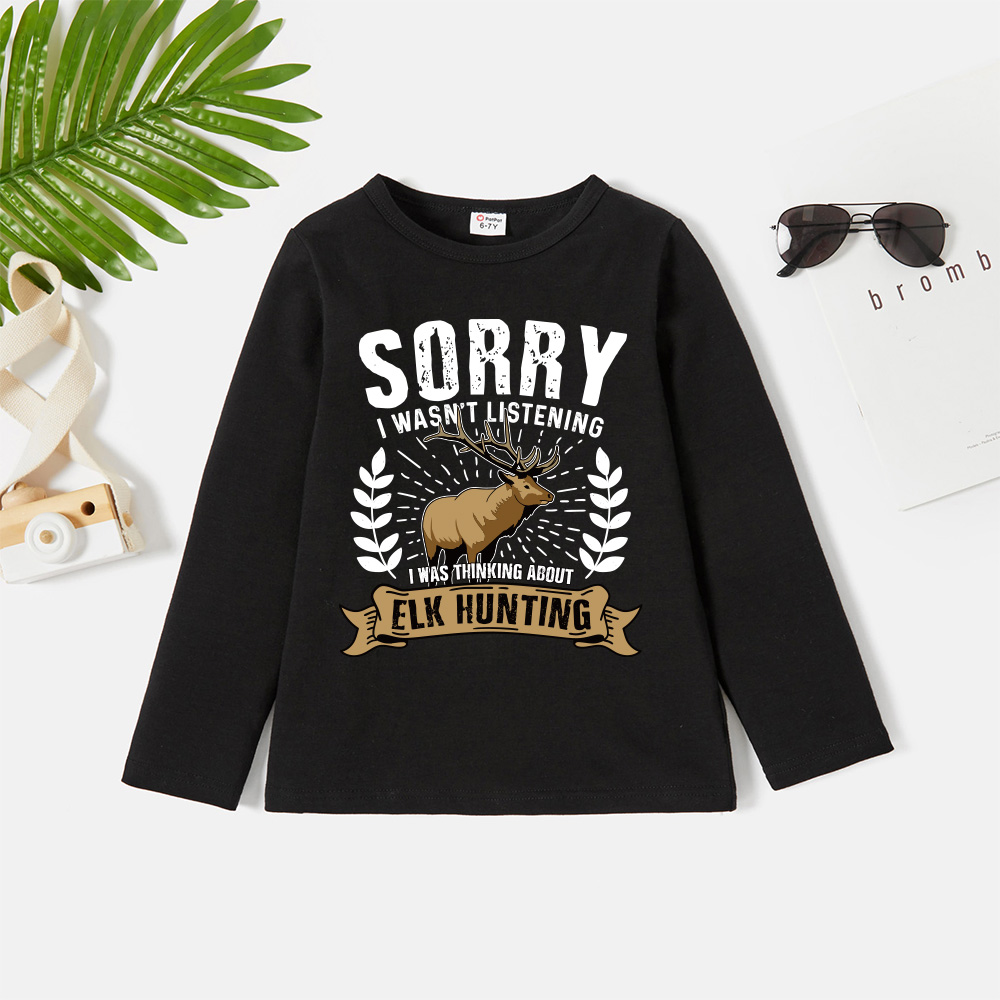 

Kid Elk and Letter Print Long-sleeve Tee