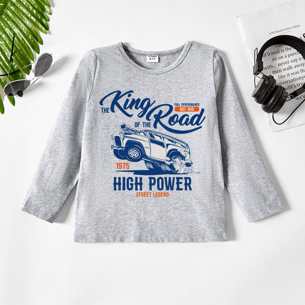 

Kid Graphic Boy Car and Letter and Figure Print Long-sleeve Tee