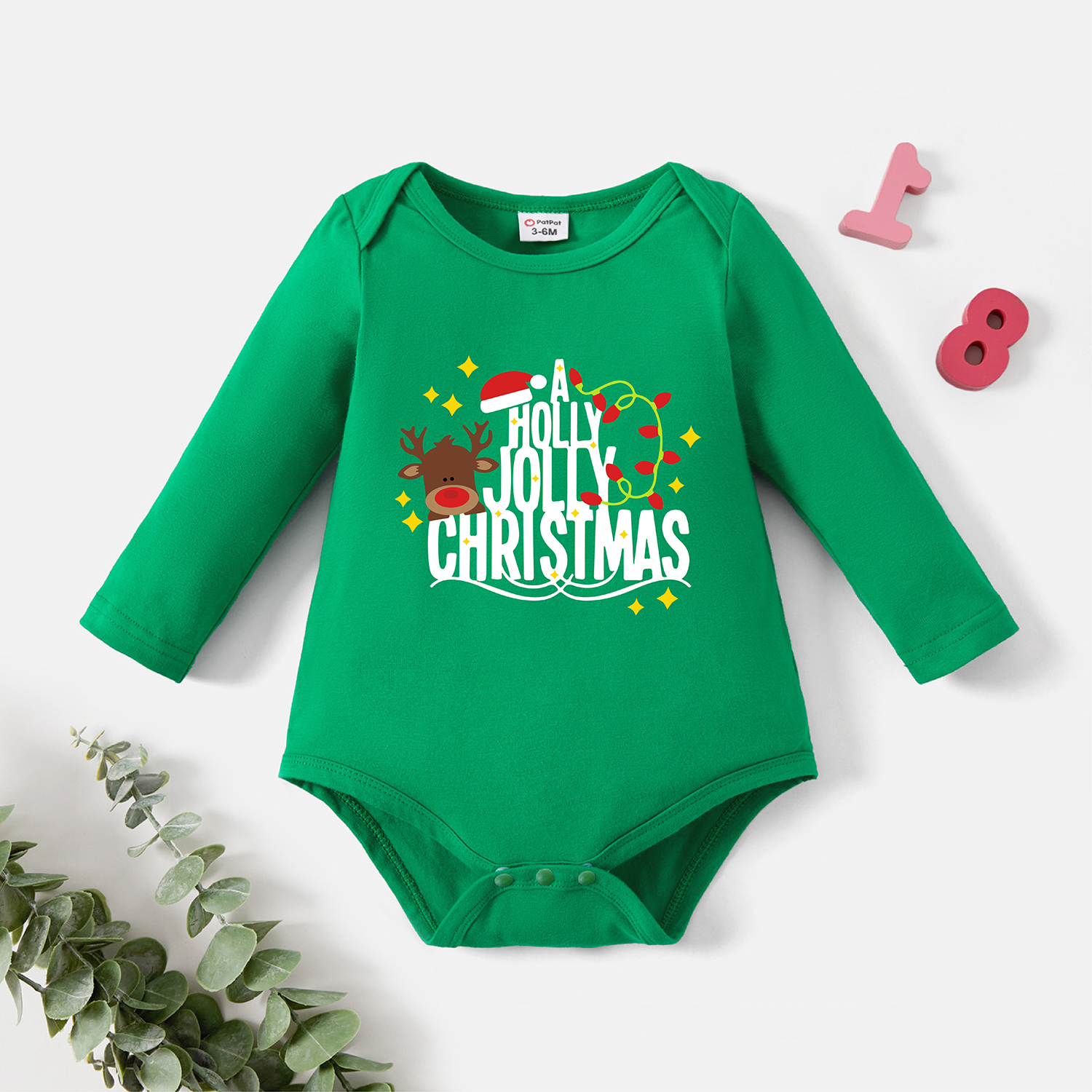

Baby Graphic Green Long-sleeve Romper