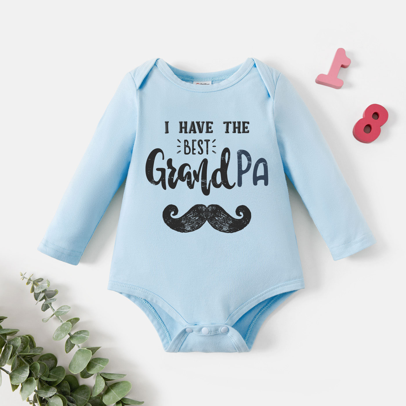 

Baby Graphic Light blue Long-sleeve Romper