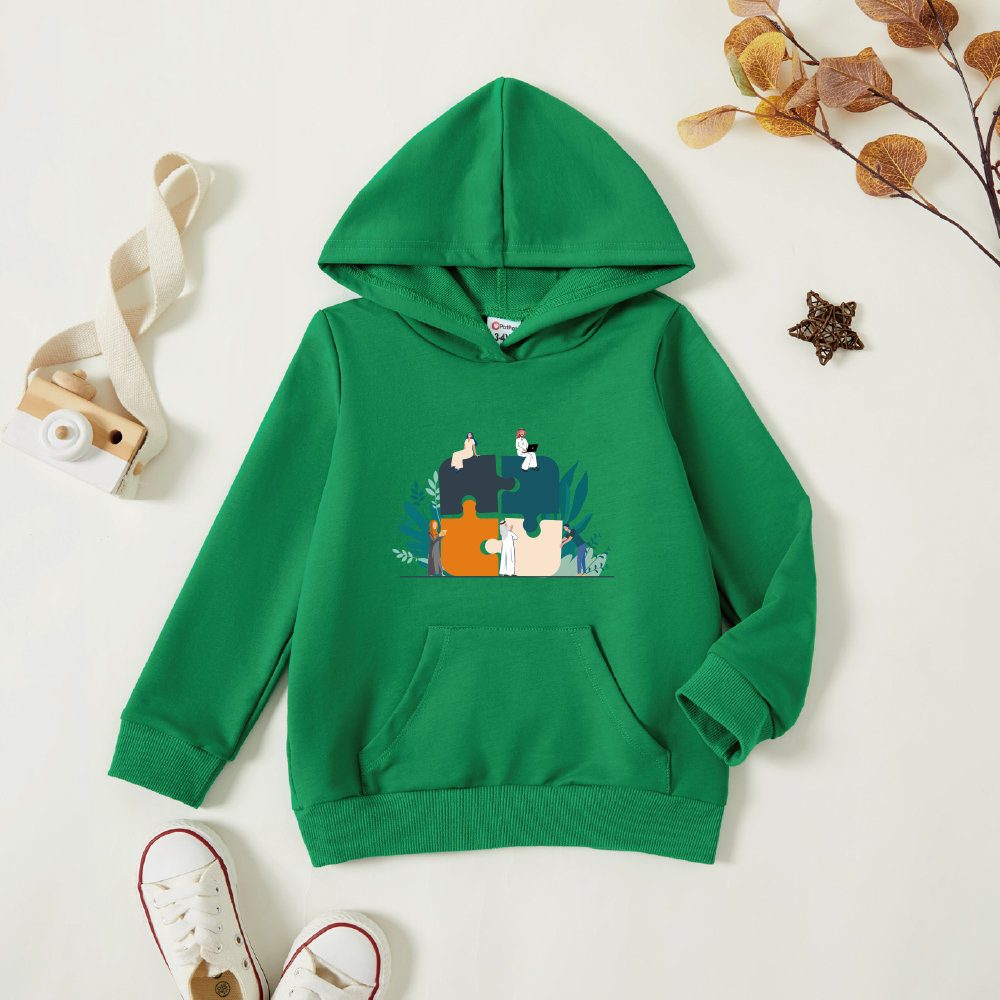 

Toddler Graphic Green Long-sleeve Hooded Pullover