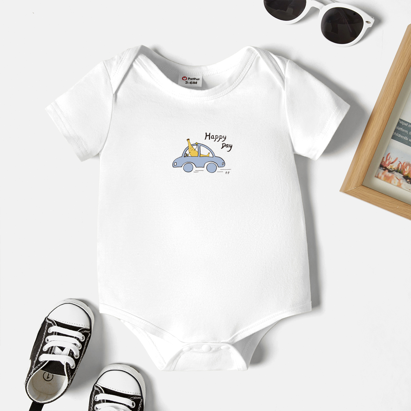 

Baby Graphic White Short-sleeve Romper