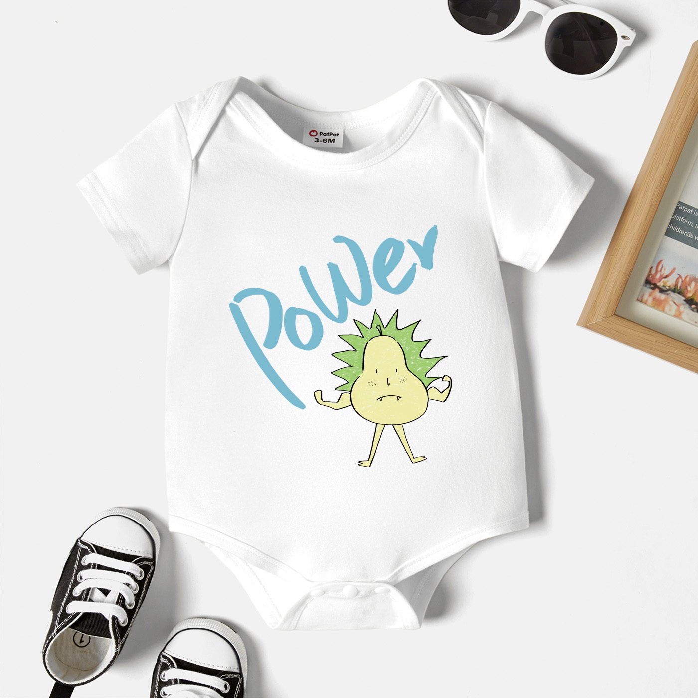 

Baby Graphic White Short-sleeve Romper