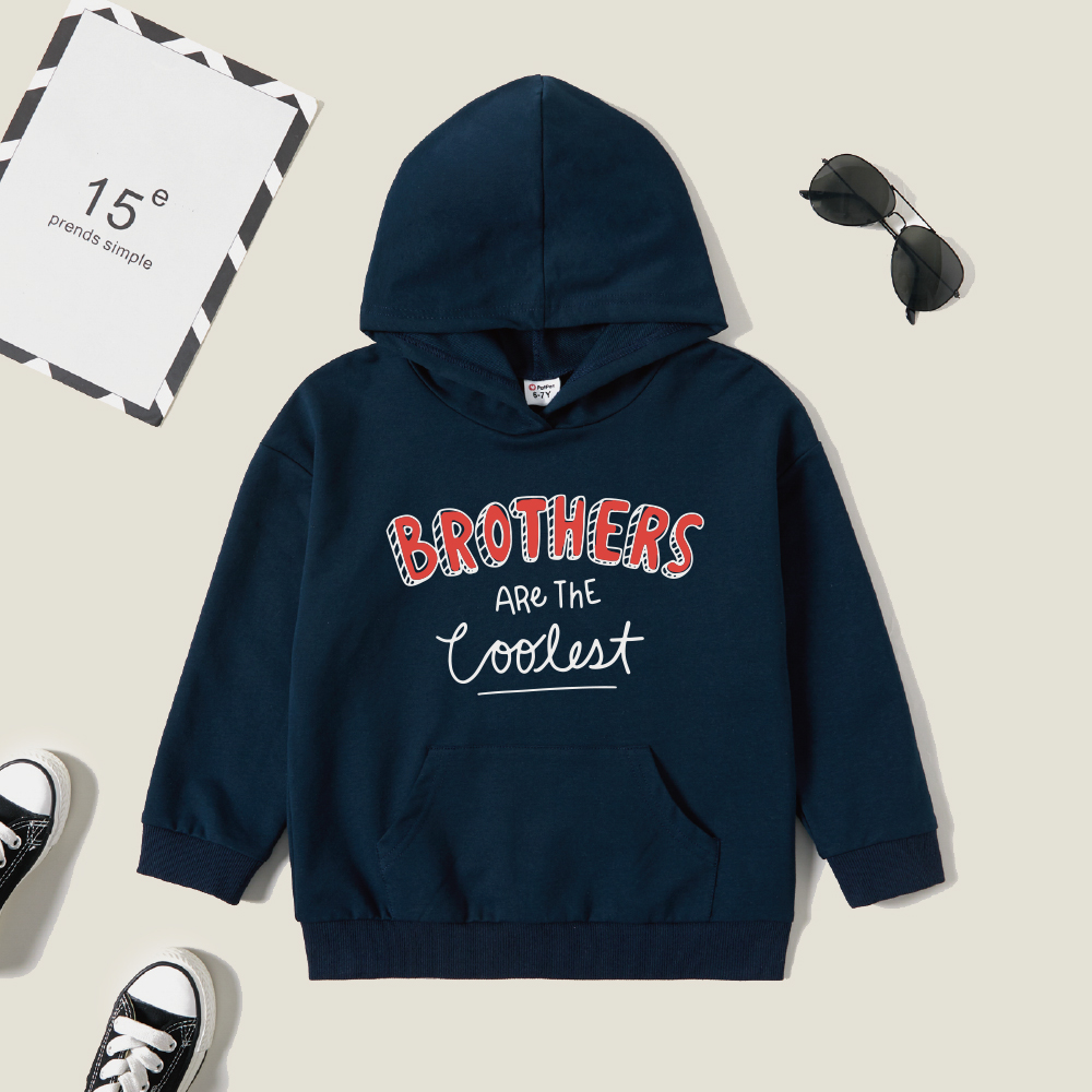

Kid Boy Graphic Letter Print Long-sleeve Hooded Pullover