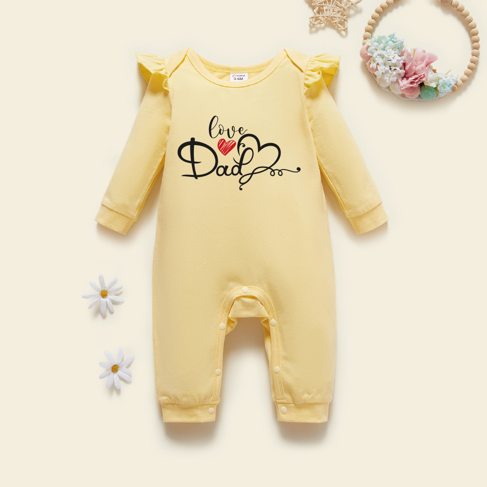 

Baby Graphic Flutter-sleeve Beige Long-sleeve Jumpsuit