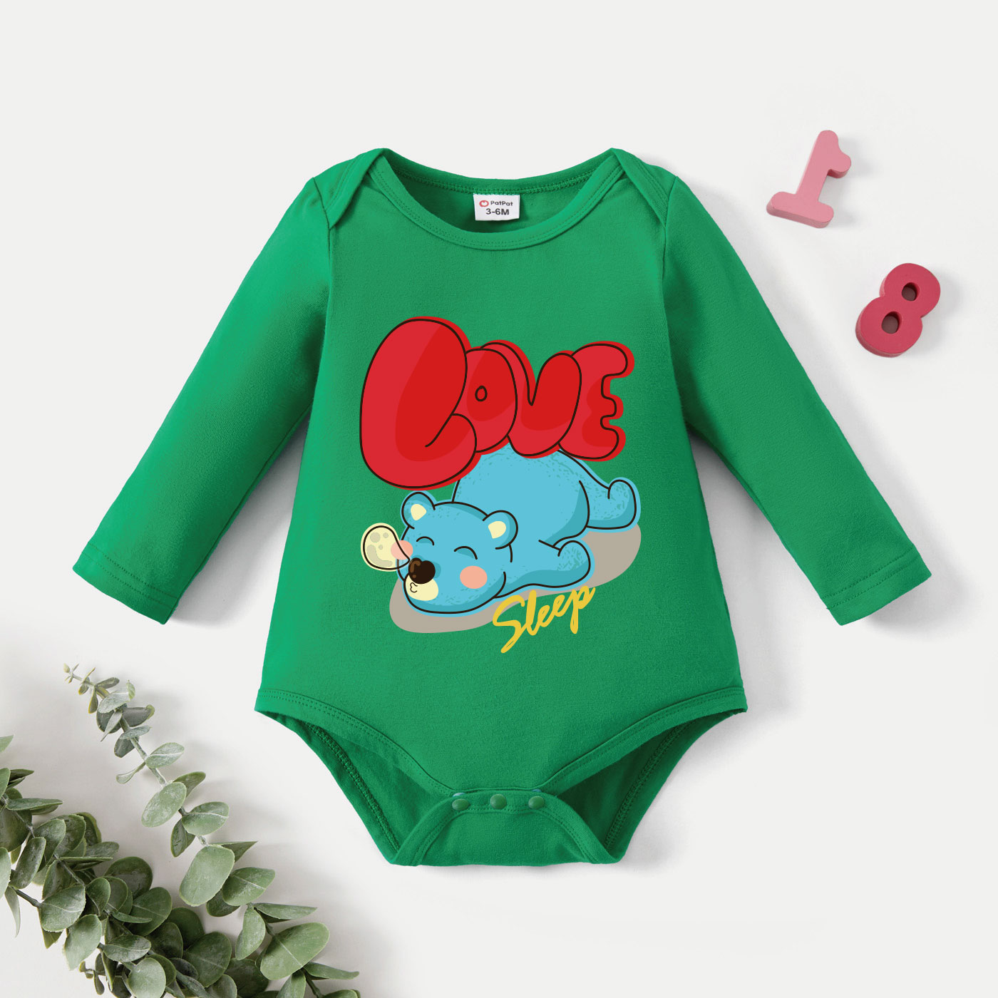 

Baby Graphic Green Long-sleeve Romper