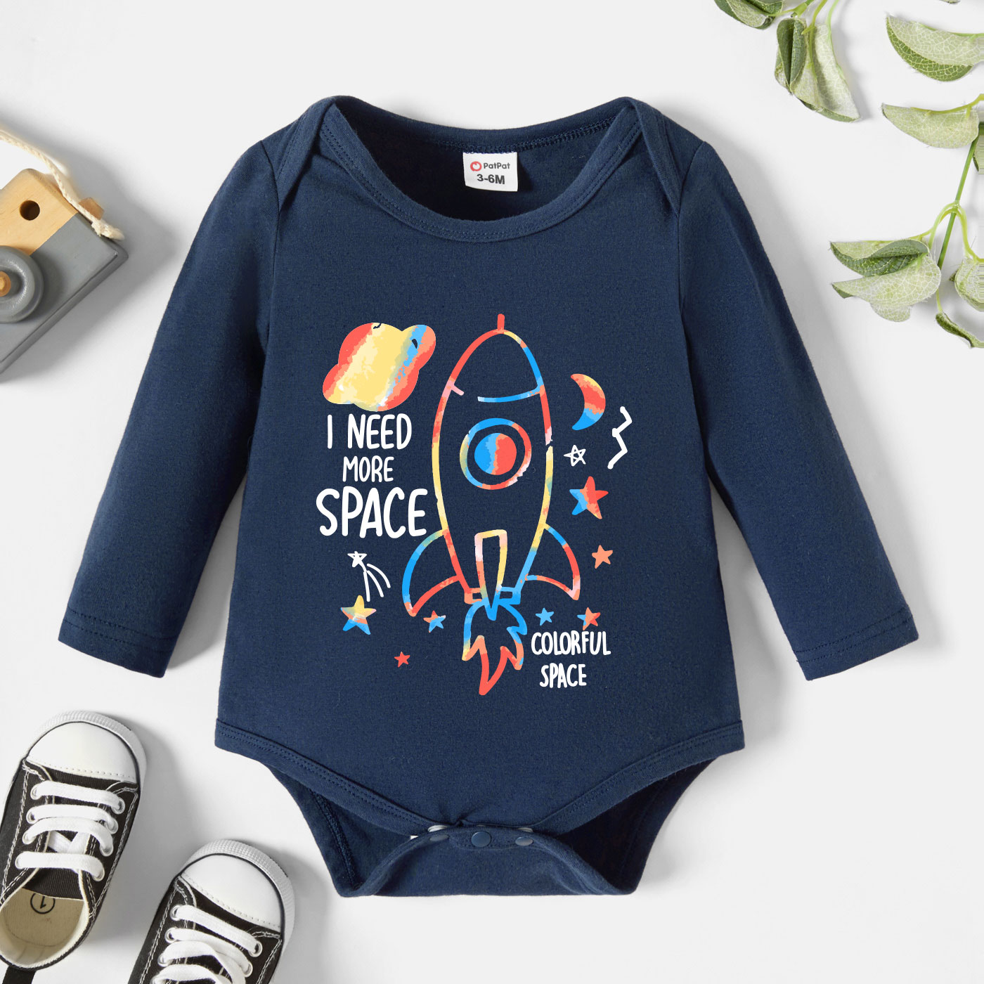 

Baby Graphic Dark Blue Long-sleeve Romper
