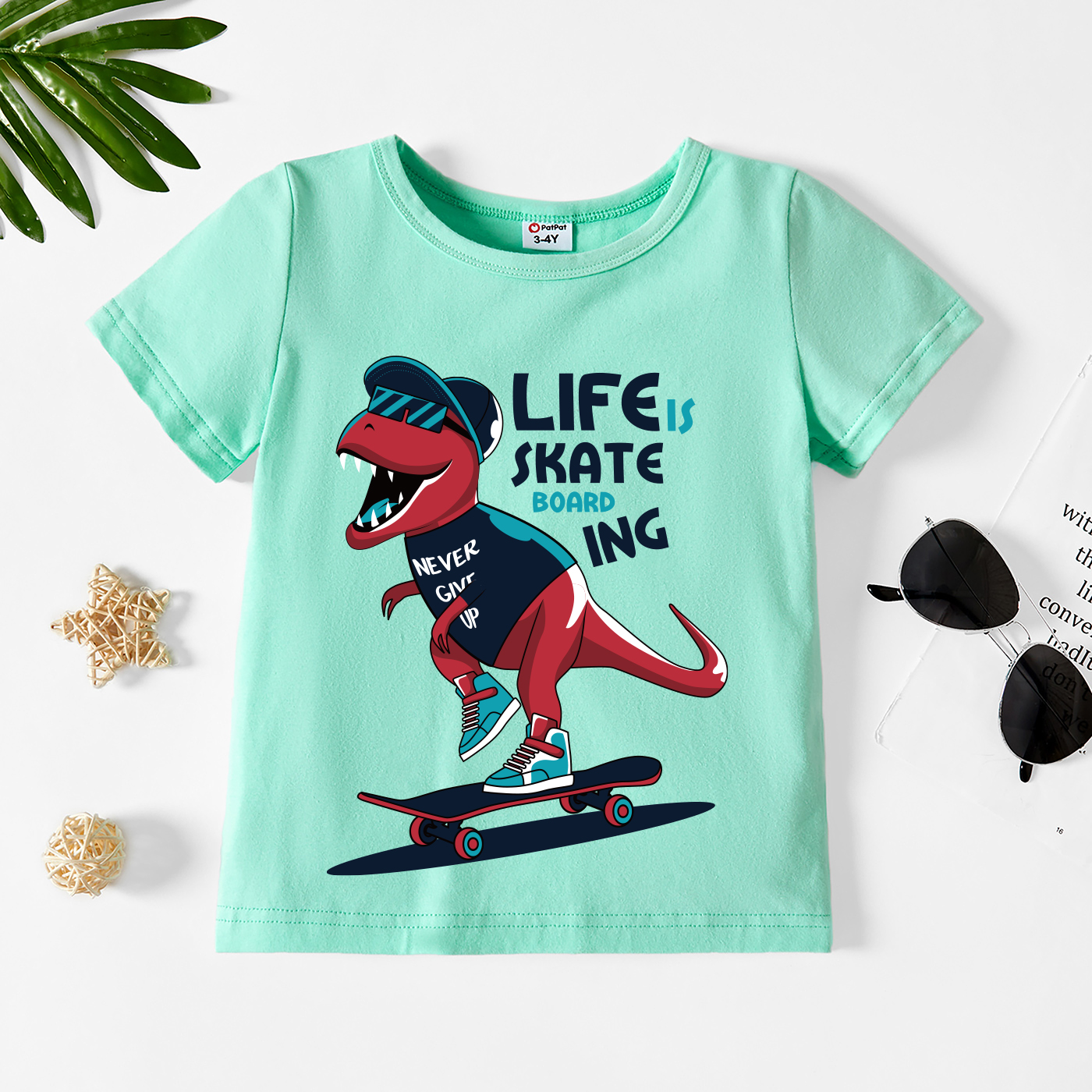 

Toddler Boy Graphic Dinosaur and Letter Print Short-sleeve Tee