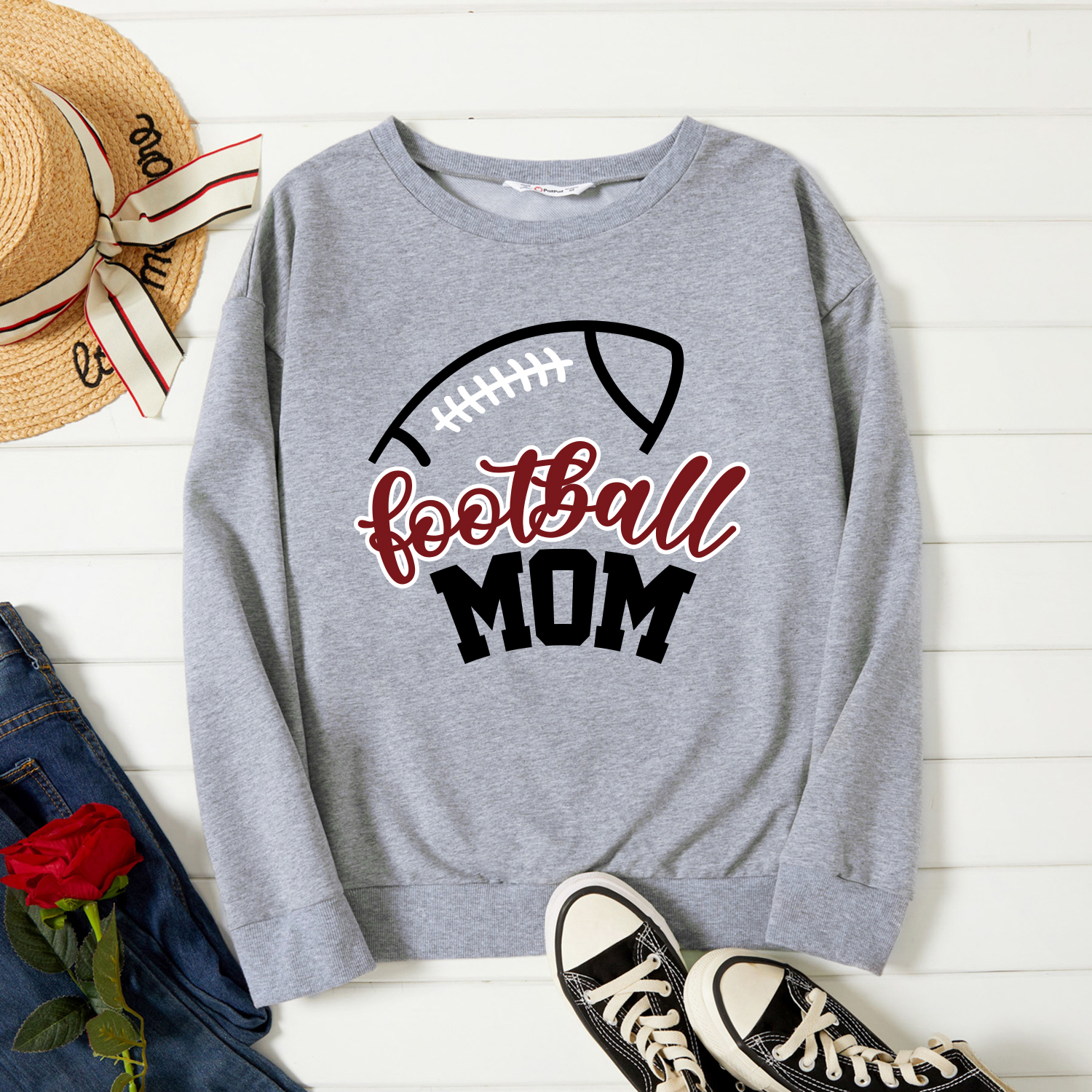 

Graphic Light gray Long-sleeve Pullover For Women