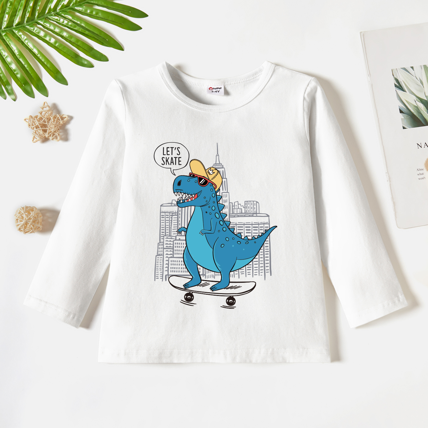 

Toddler Boy Building and Dinosaur and Letter Print Long-sleeve Tee