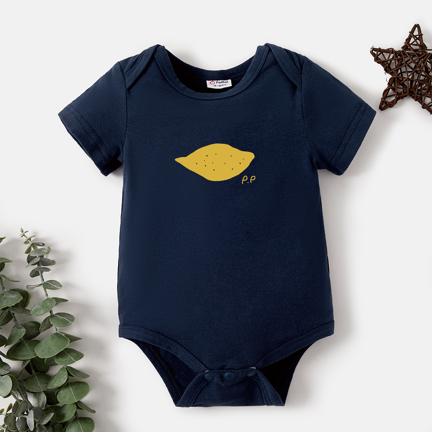 

Baby Graphic Dark Blue Short-sleeve Romper