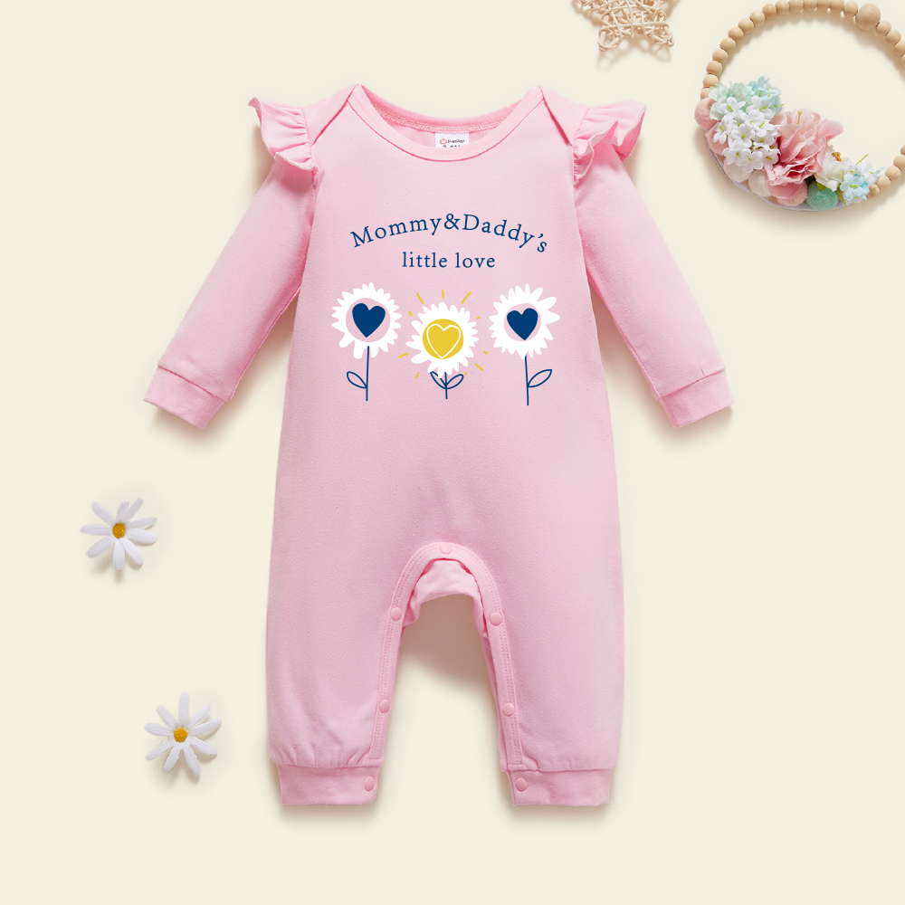 

Baby Graphic Flutter-sleeve Light pink Long-sleeve Jumpsuit