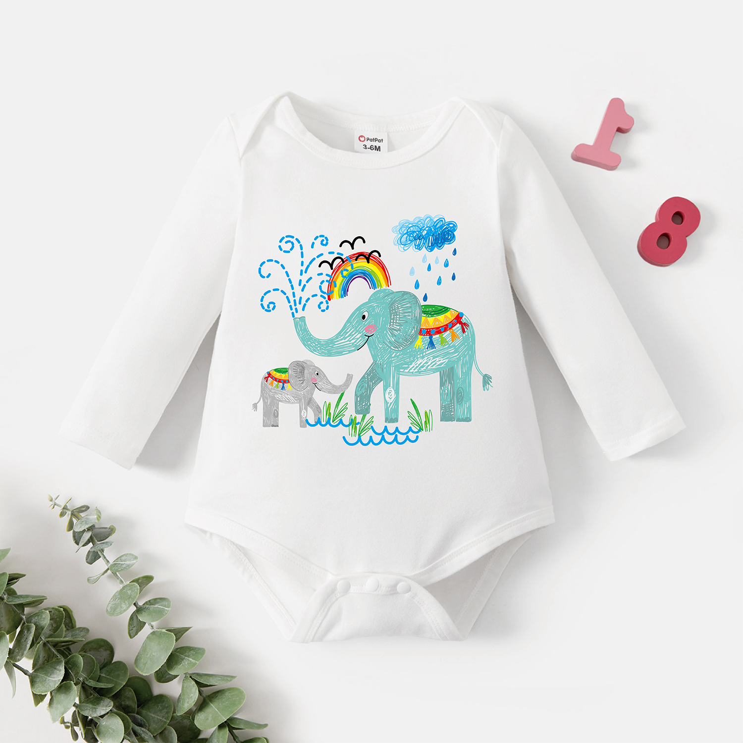 

Baby Graphic White Long-sleeve Romper