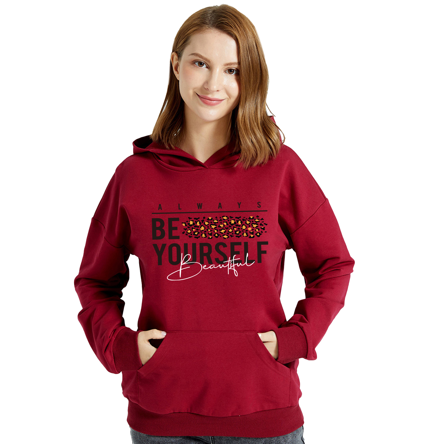 

Women Graphic Leopard and Letter Print Long-sleeve Hooded Pullover