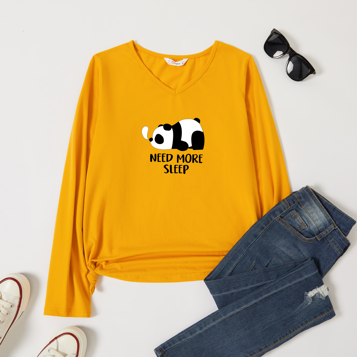 

Graphic Ginger Long-sleeve V Neck Tee for Women
