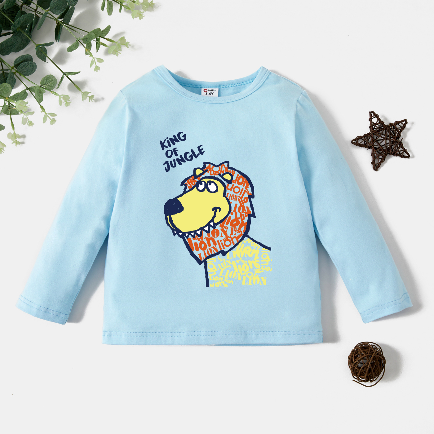

Toddler Boy Graphic Lion and Letter Print Long-sleeve Tee