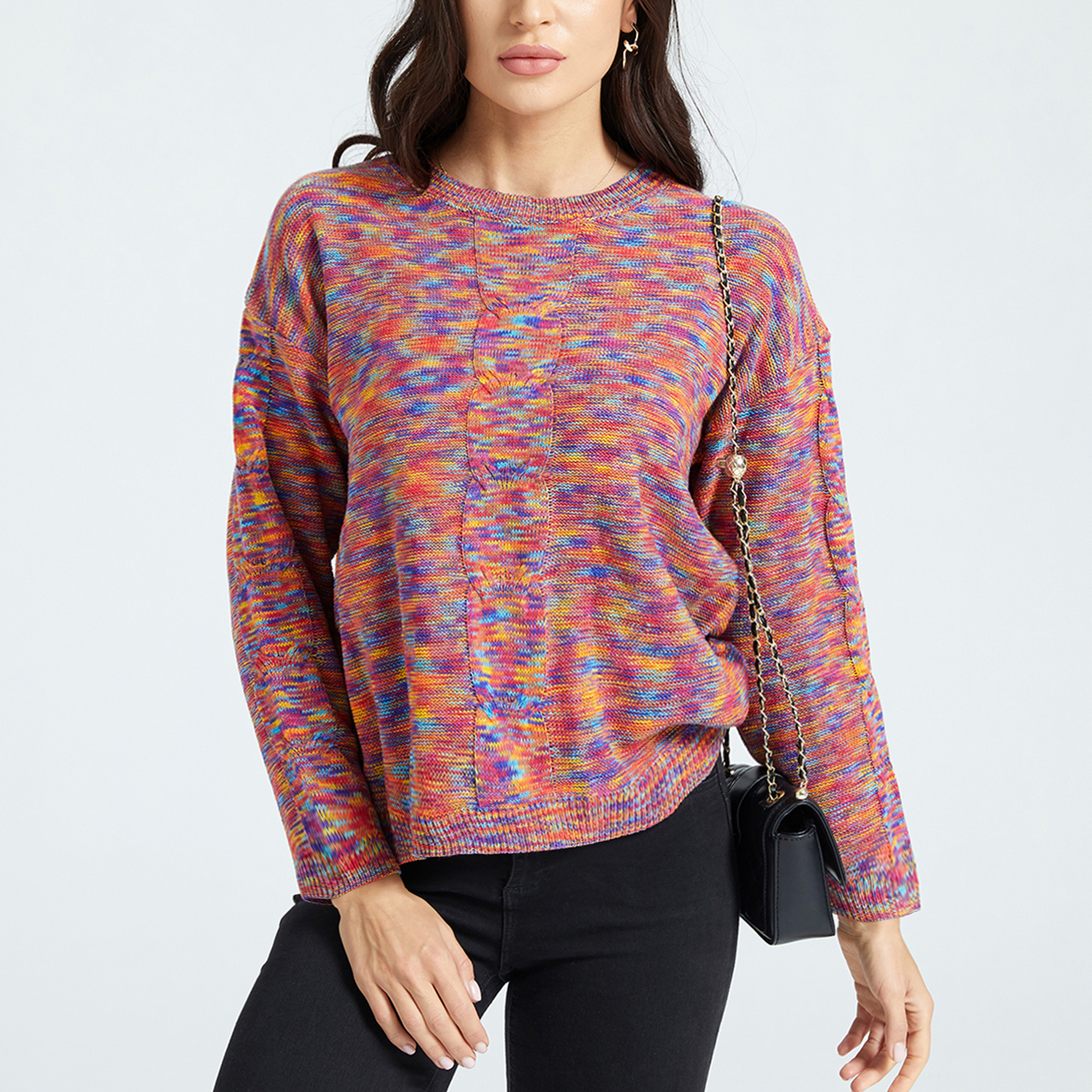 

Tie Dye Round-collar Long-sleeve Sweater