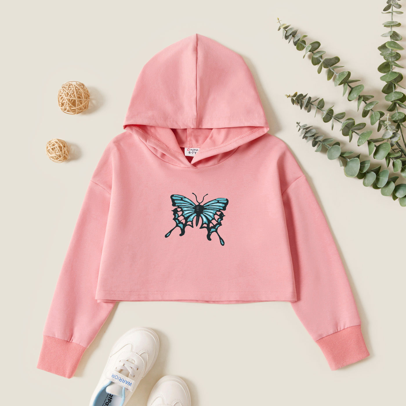 

Kids Graphic Pink Long-sleeve Hooded Pullover