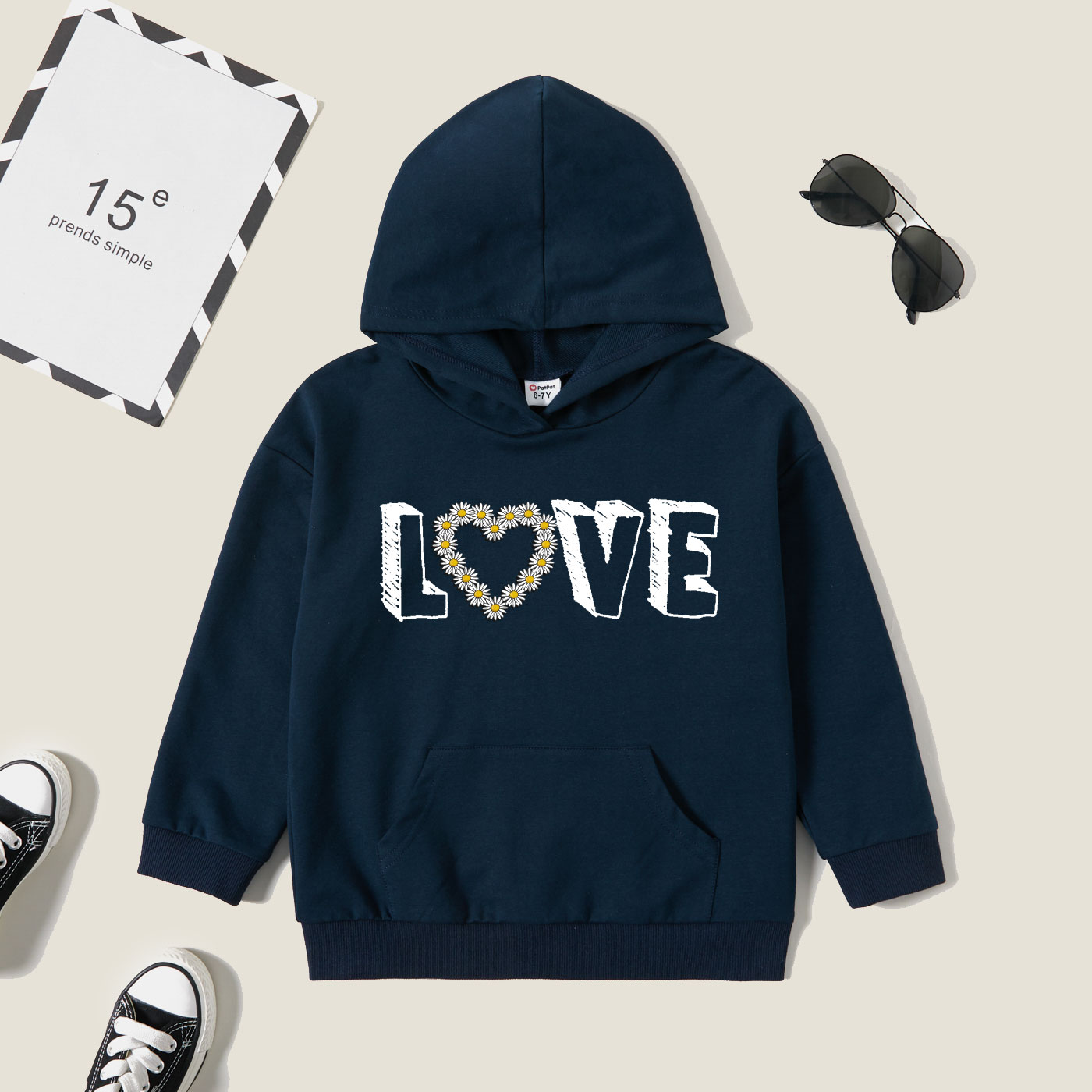 

Kids Graphic Dark Blue Long-sleeve Hooded Pullover