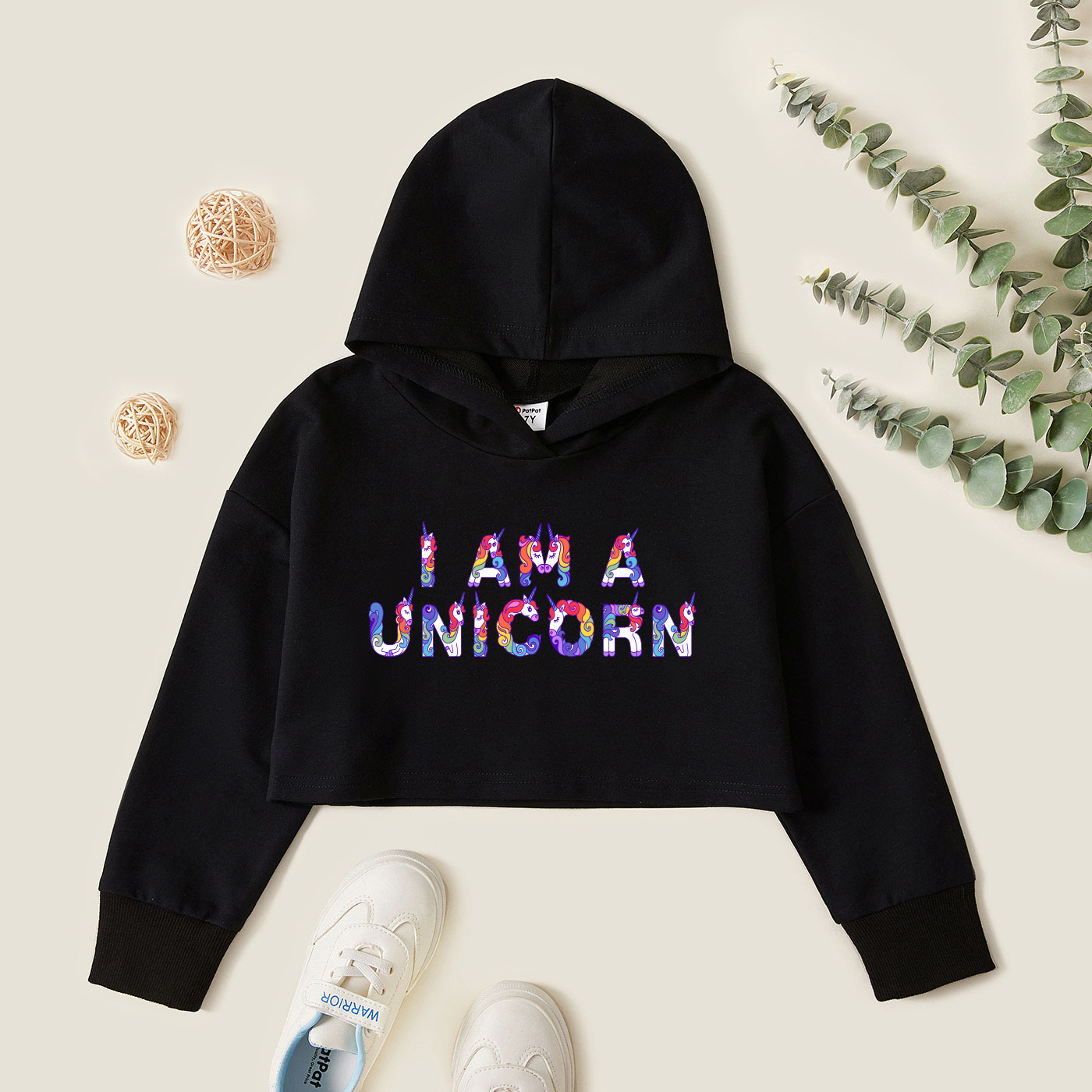 

Kids Graphic Black Long-sleeve Hooded Pullover