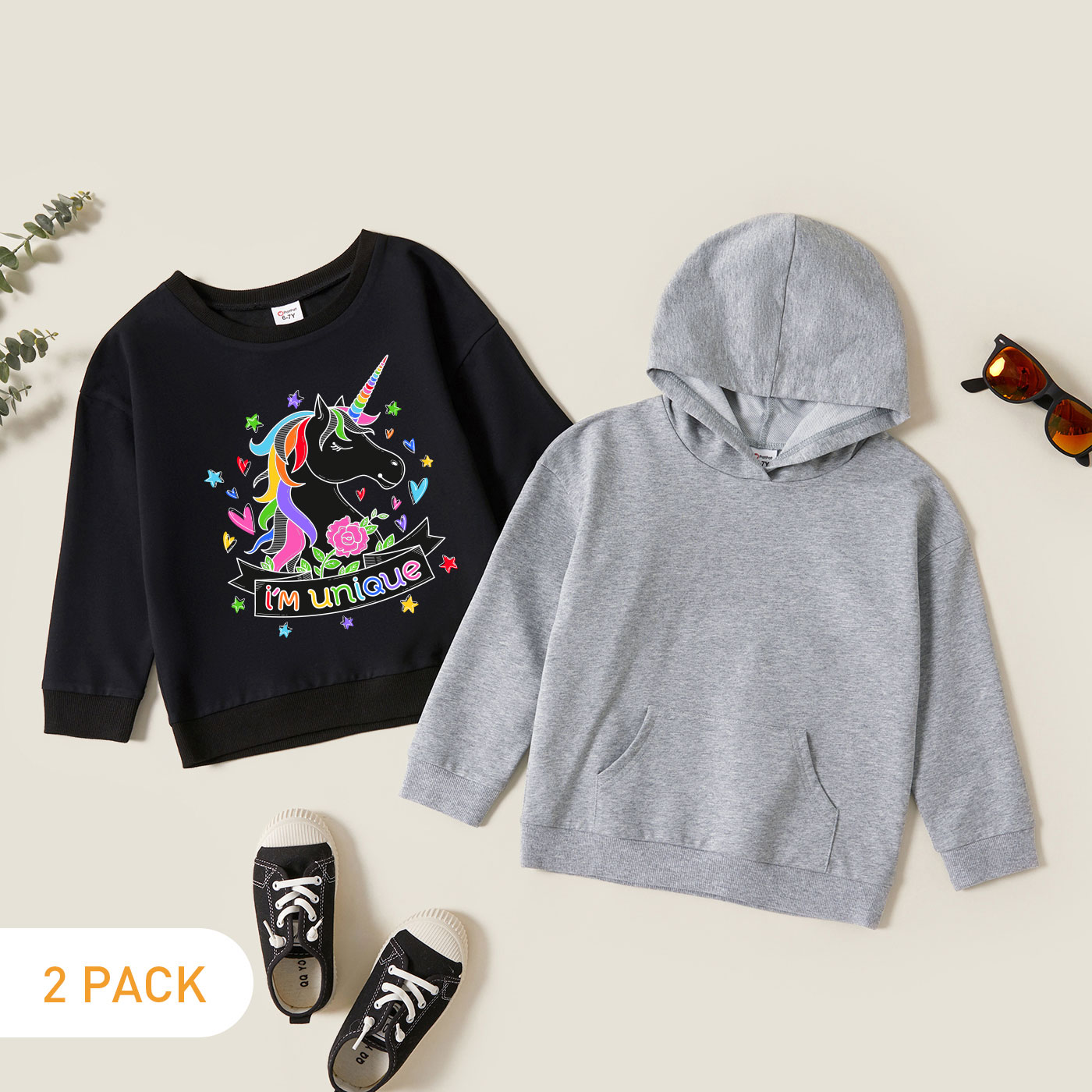 

2-Pack Kids Graphic Long-sleeve Pullover