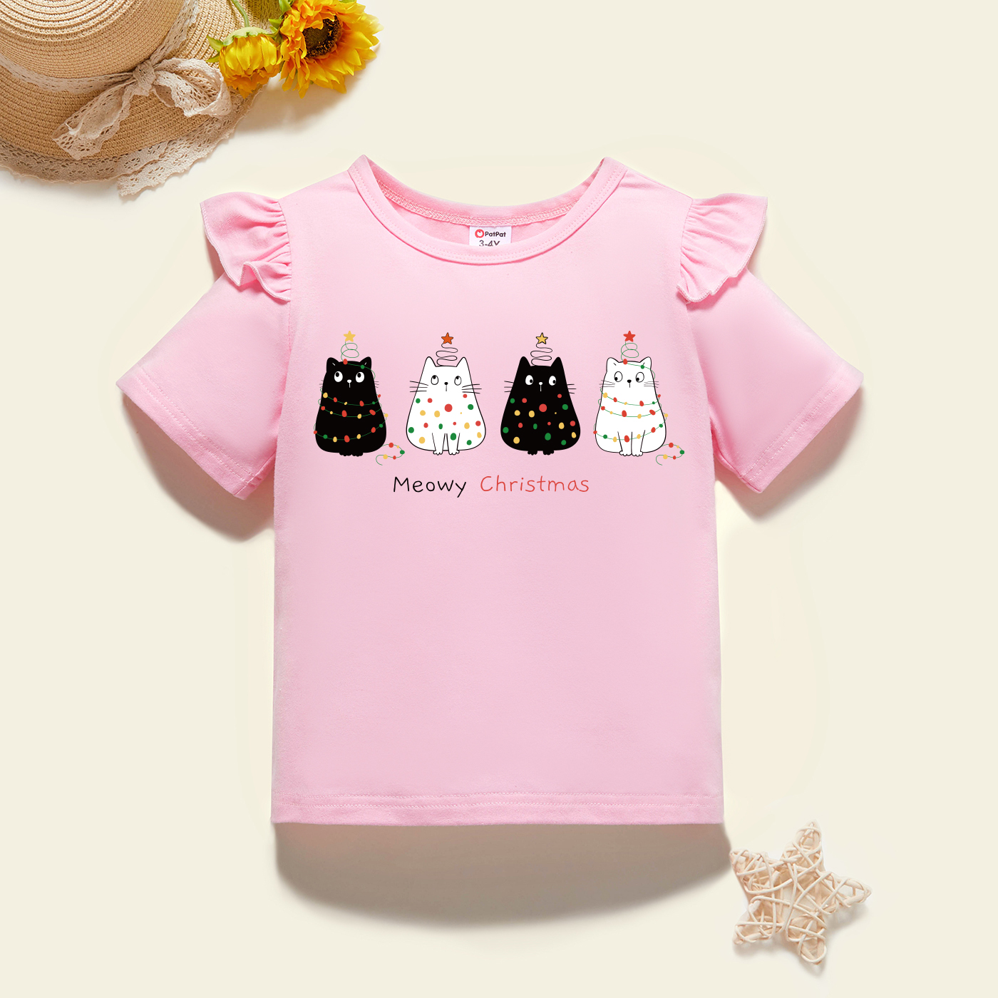

Toddler Graphic Flutter-sleeve Light pink Short-sleeve Tee