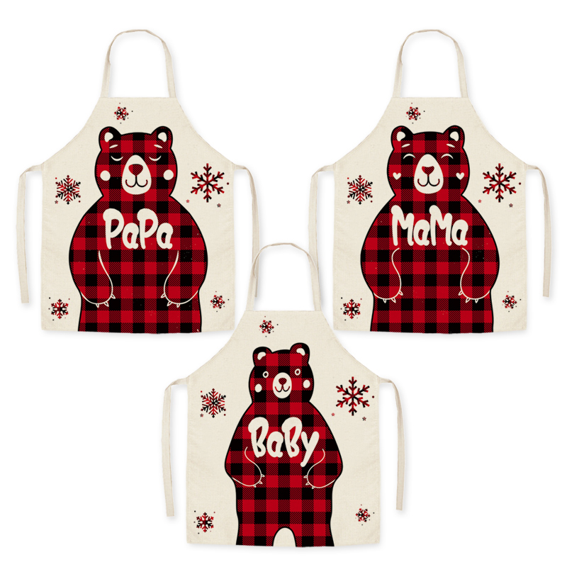 

Christmas Adorable Bear Print Apron Family Matching Set