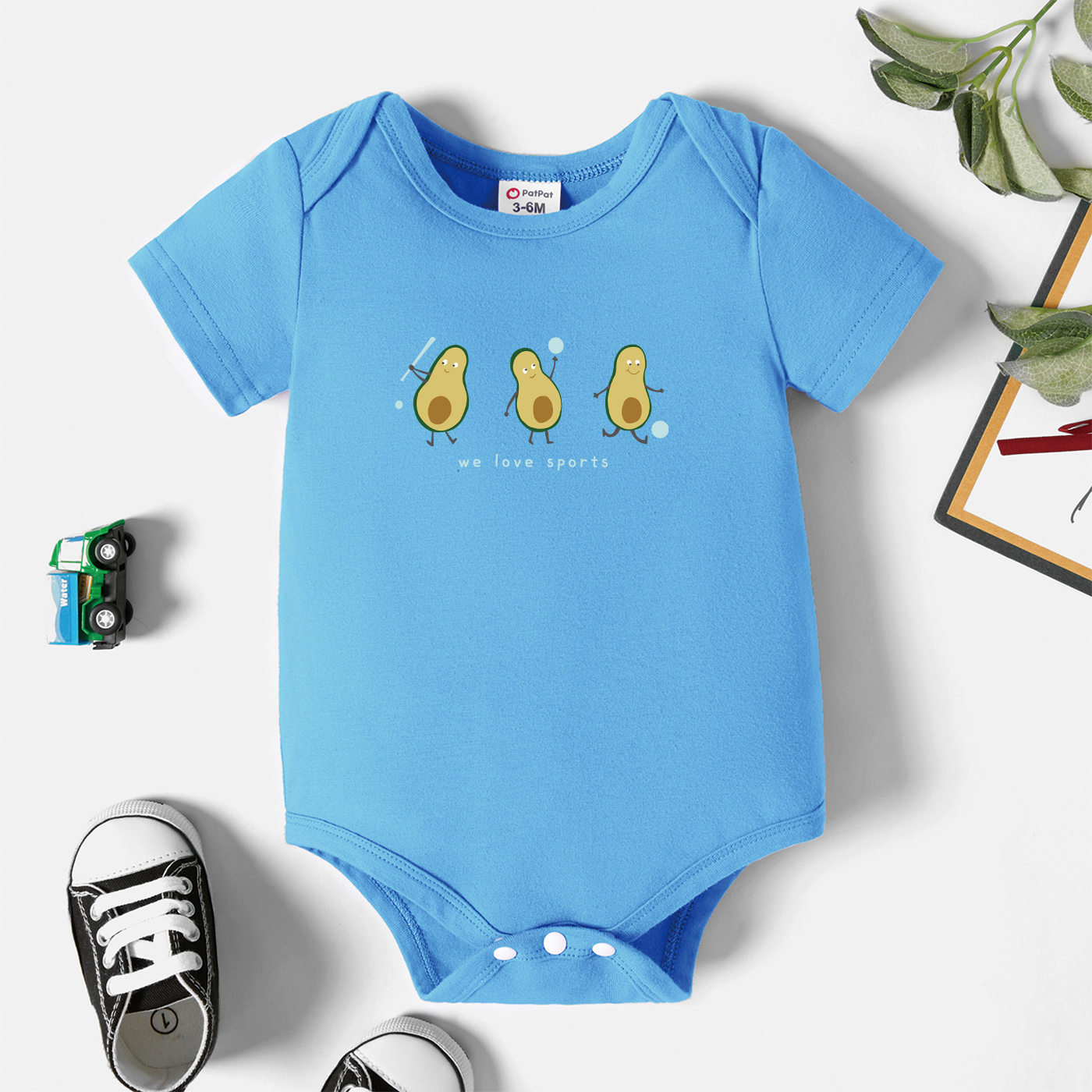 

Baby Graphic Blue Short-sleeve Romper