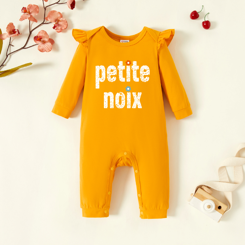 

Baby Graphic Flutter-sleeve Ginger Long-sleeve Jumpsuit