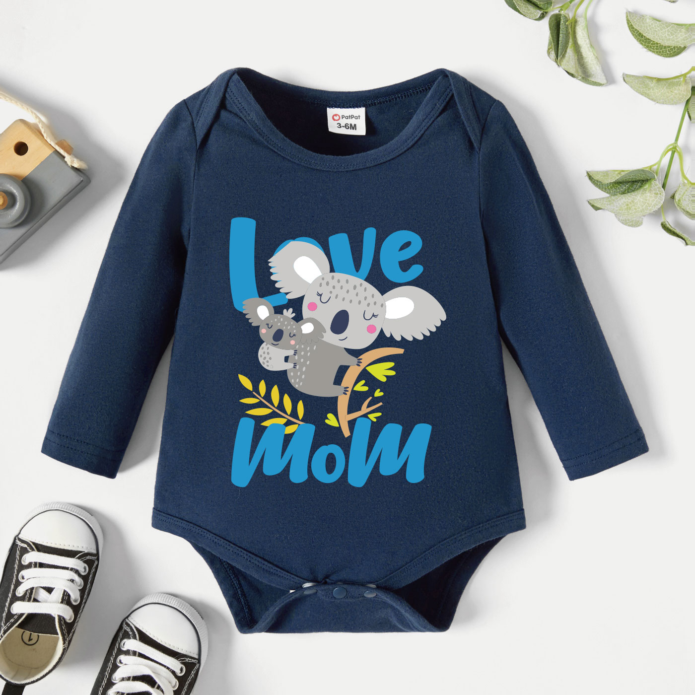 

Baby Graphic Koala and Letter Print Long-sleeve Romper