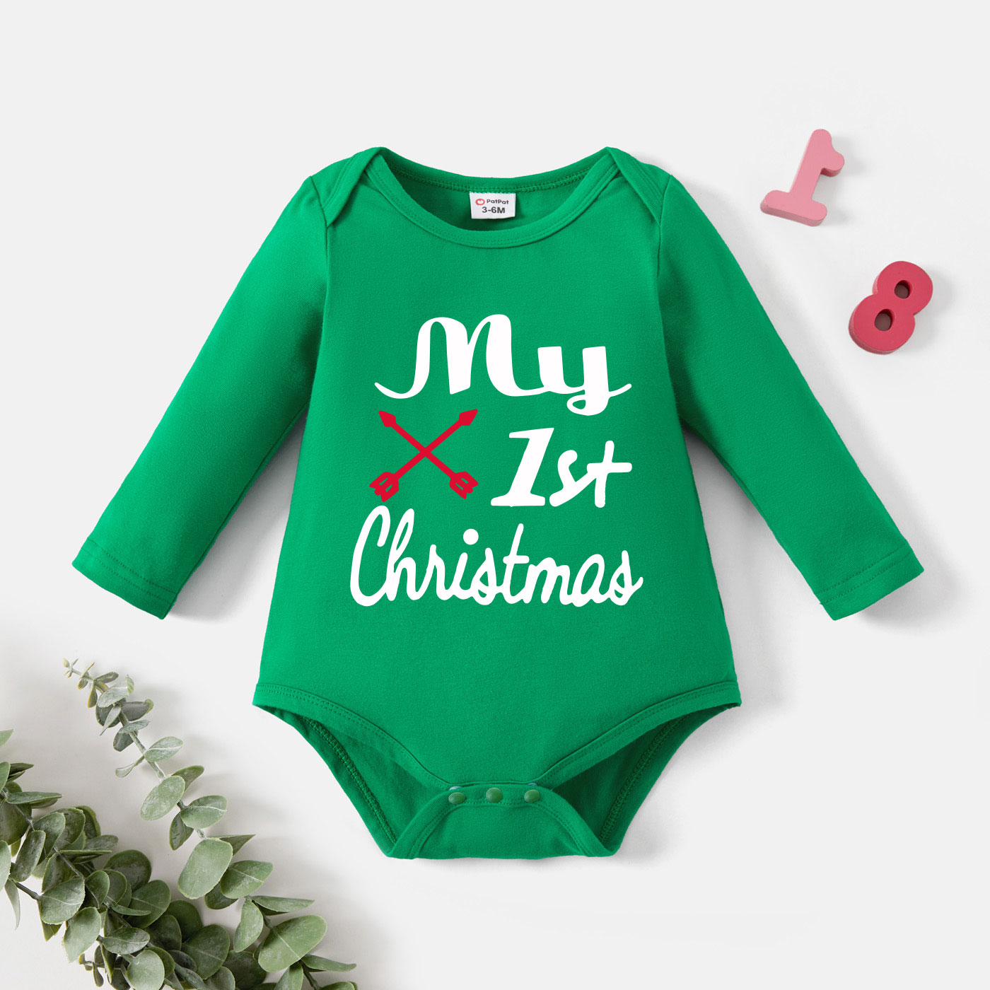 

Christmas Baby Graphic Figure and Letter Print Long-sleeve Romper