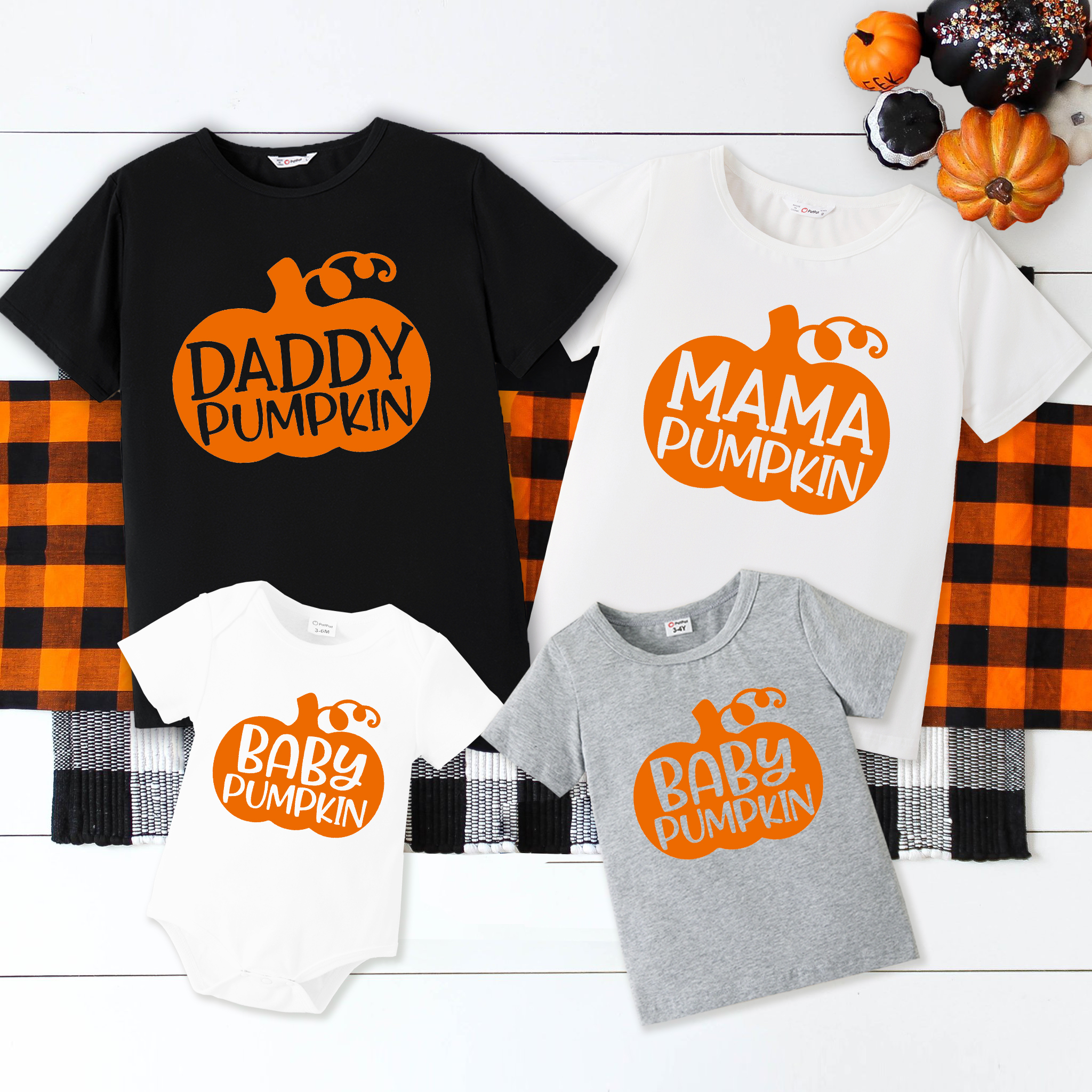 

Halloween Pumpkin and Letter Print Family Matching Cotton Short-sleeve T-shirts