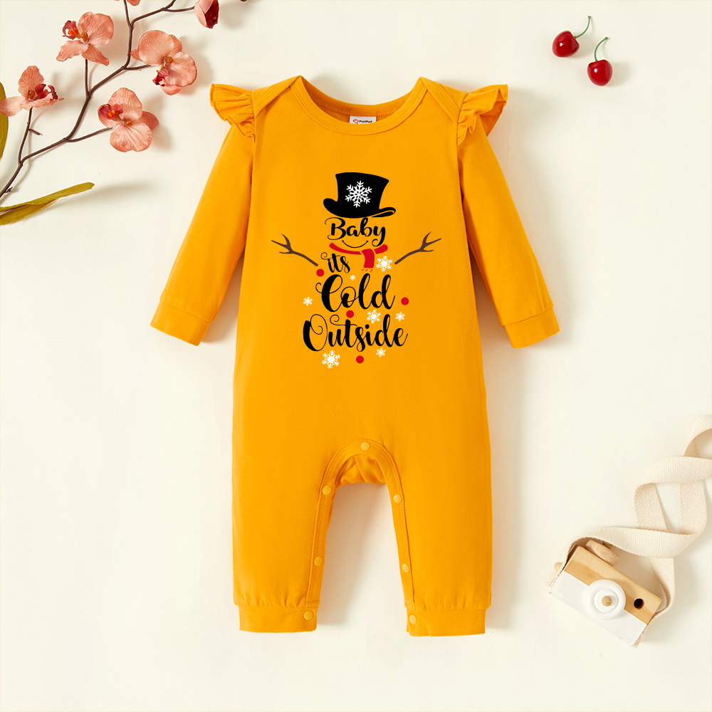

Baby Graphic Flutter-sleeve Ginger Long-sleeve Jumpsuit