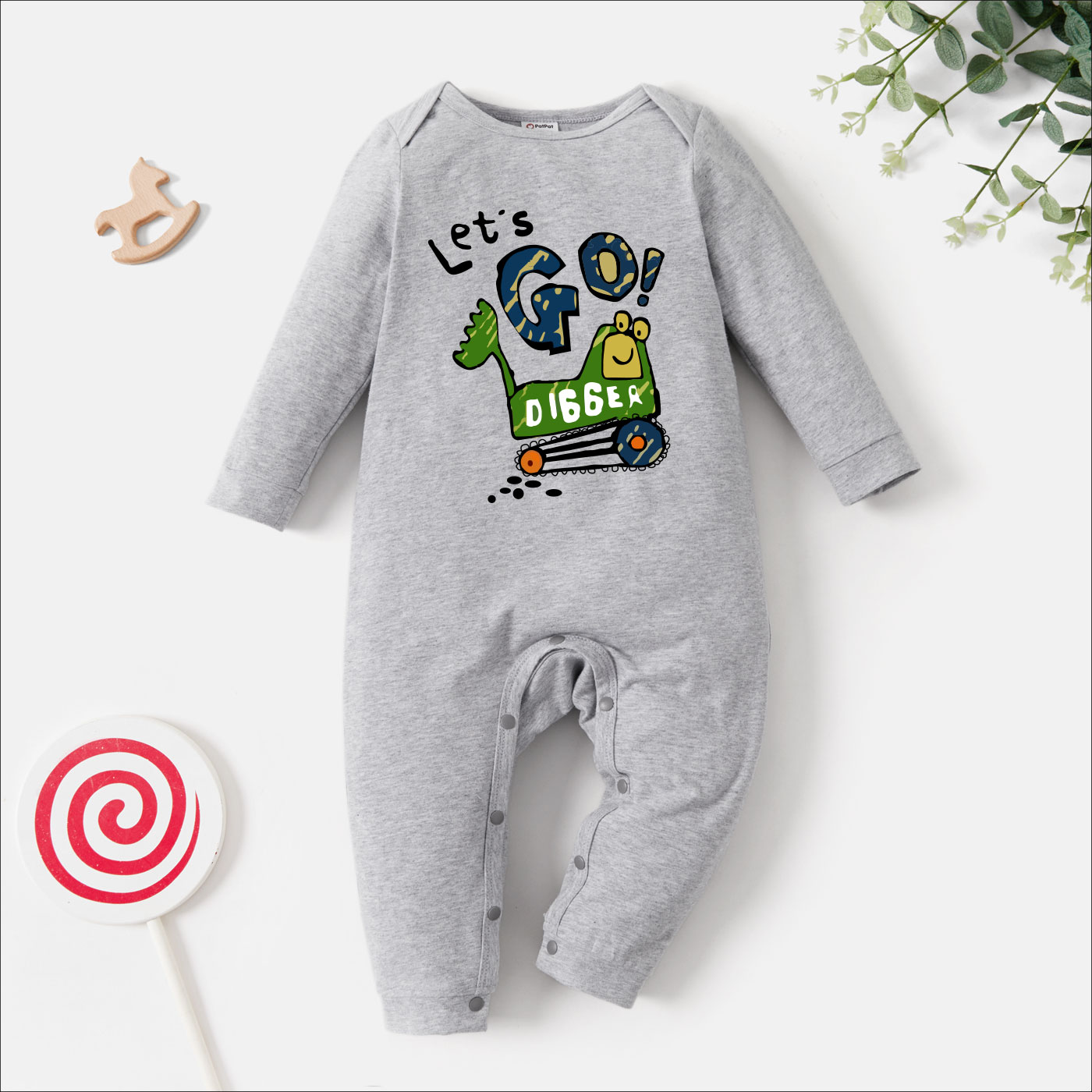 

Baby Graphic Light gray Long-sleeve Jumpsuit