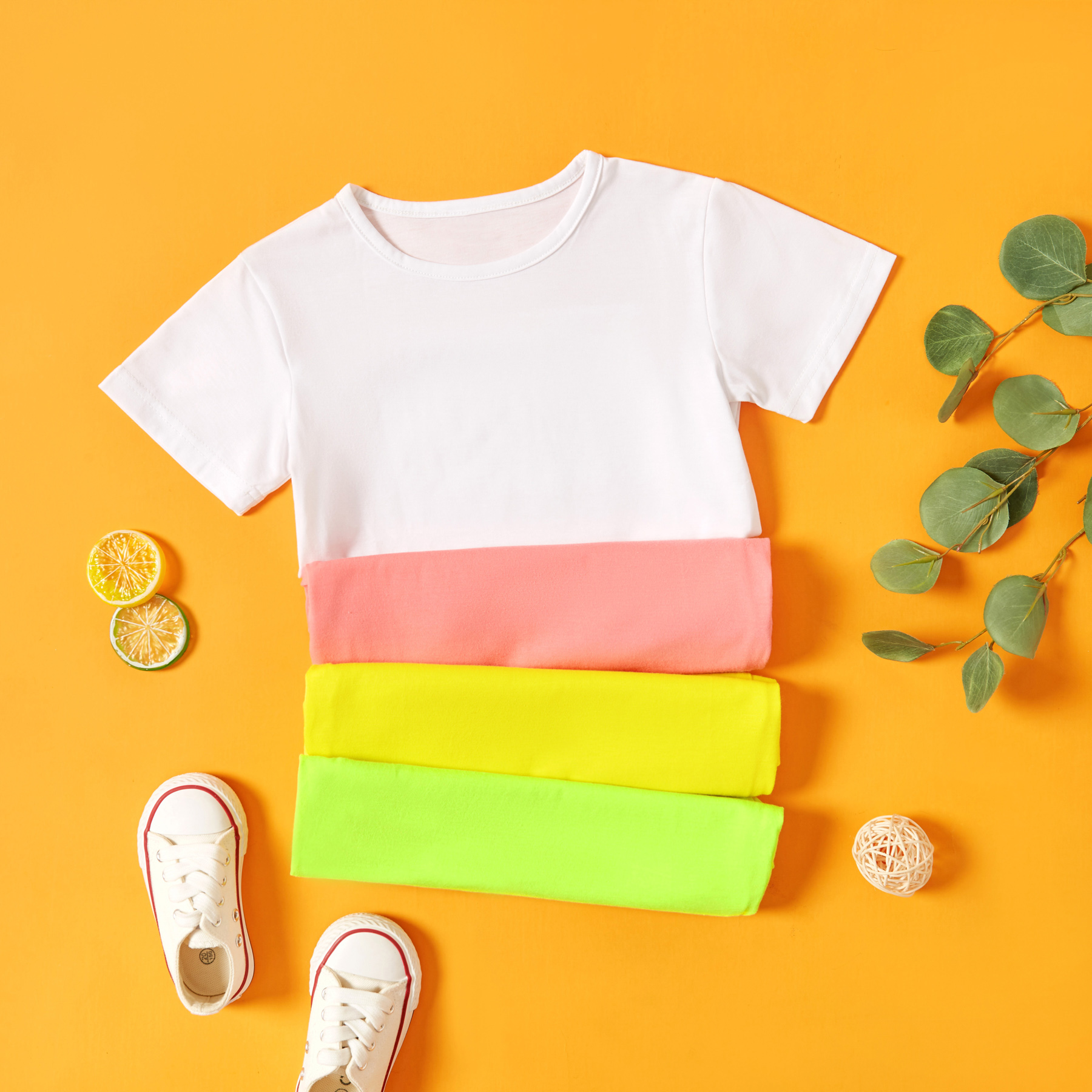 

Toddler Girl/Boy Round-collar Solid Casual Tee
