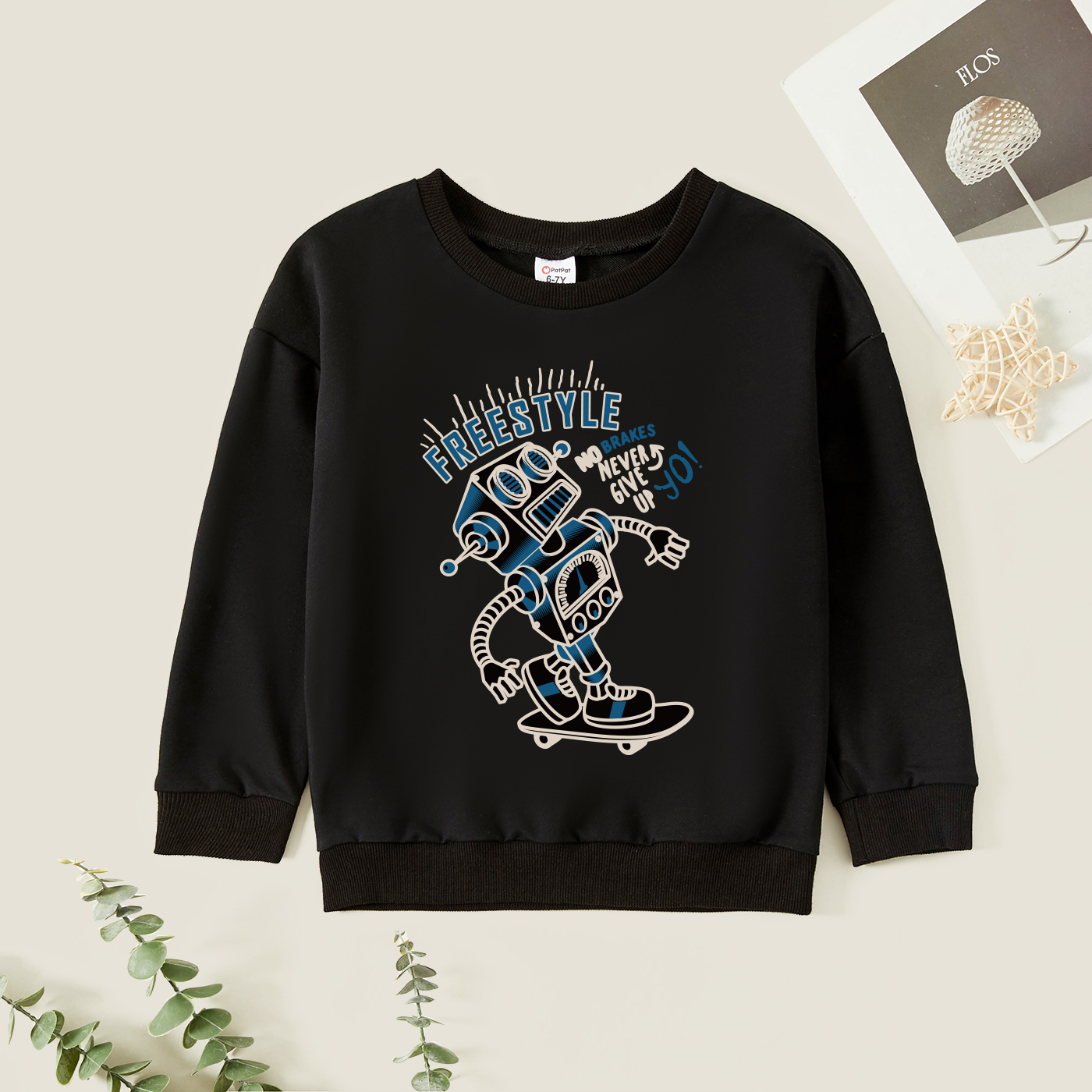 

Kid Graphic Robot and Letter Print Long-sleeve Pullover