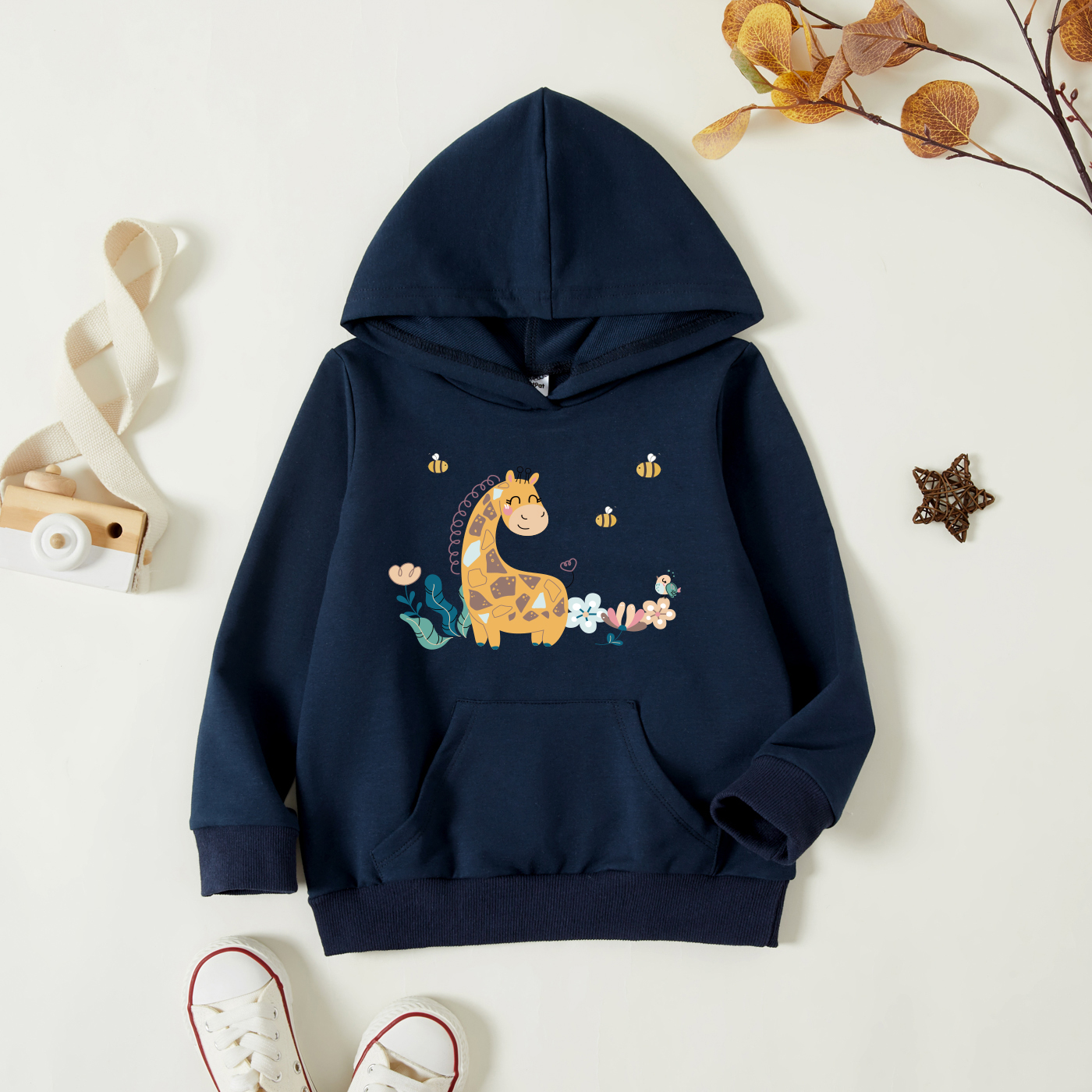 

Toddler Graphic Dark Blue Long-sleeve Hooded Pullover