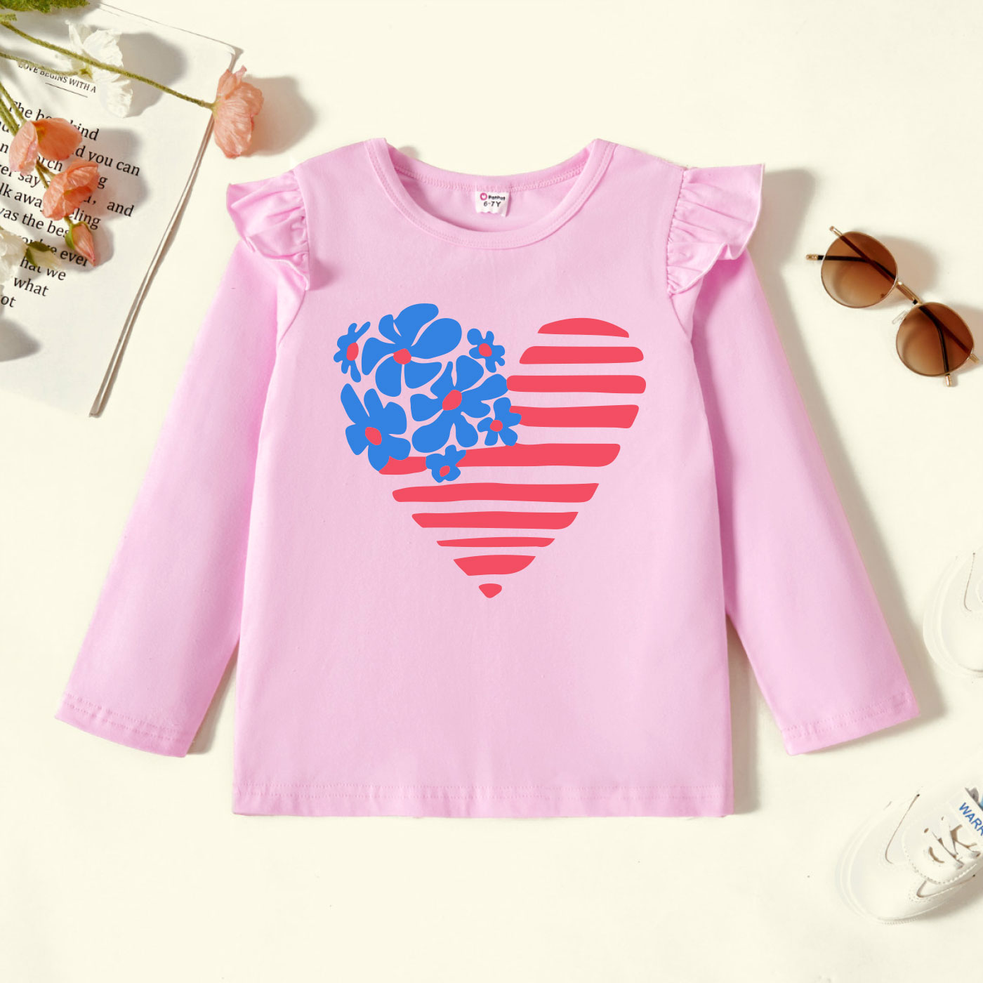 

Kids Graphic Flutter-sleeve Light pink Long-sleeve Tee