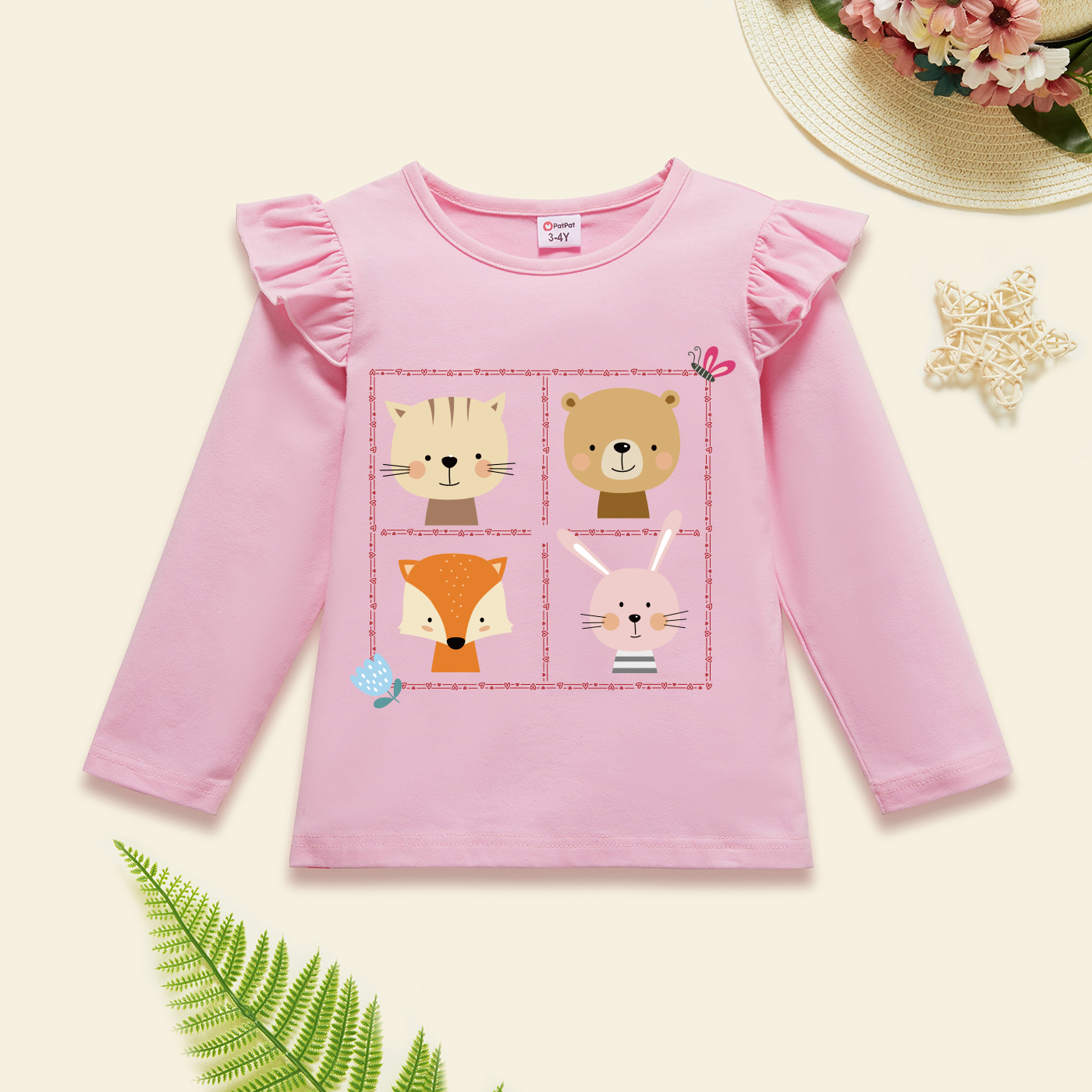 

Toddler Graphic Flutter-sleeve Light pink Long-sleeve Tee