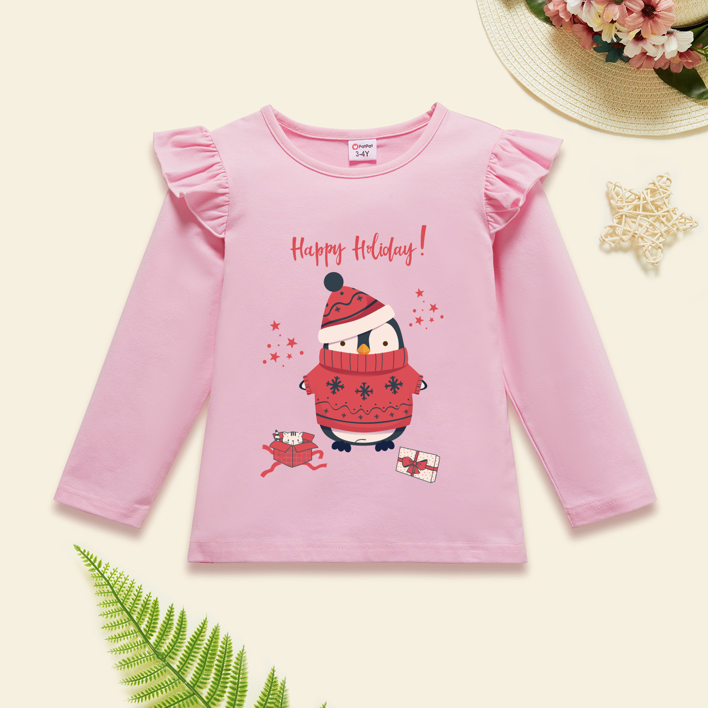 

Toddler Graphic Flutter-sleeve Light pink Long-sleeve Tee