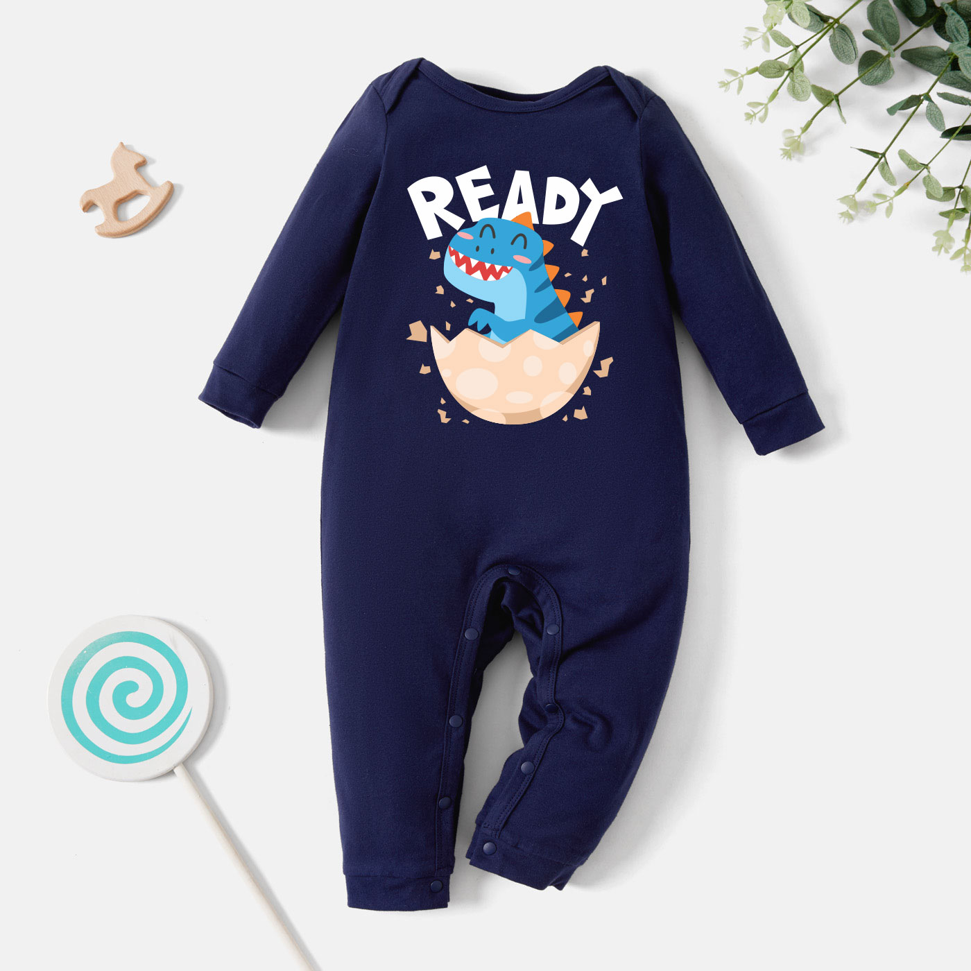 

Baby Graphic Dark Blue Long-sleeve Jumpsuit