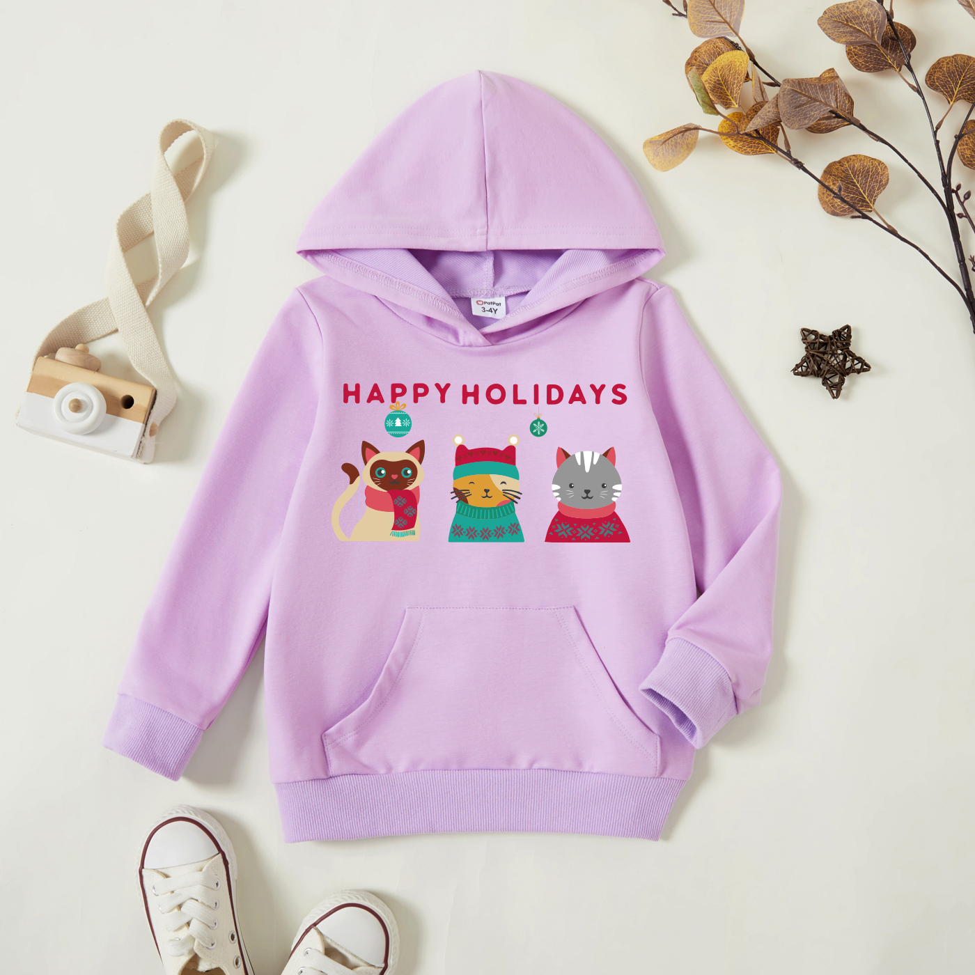 

Toddler Graphic Lavender Purple Long-sleeve Hooded Pullover