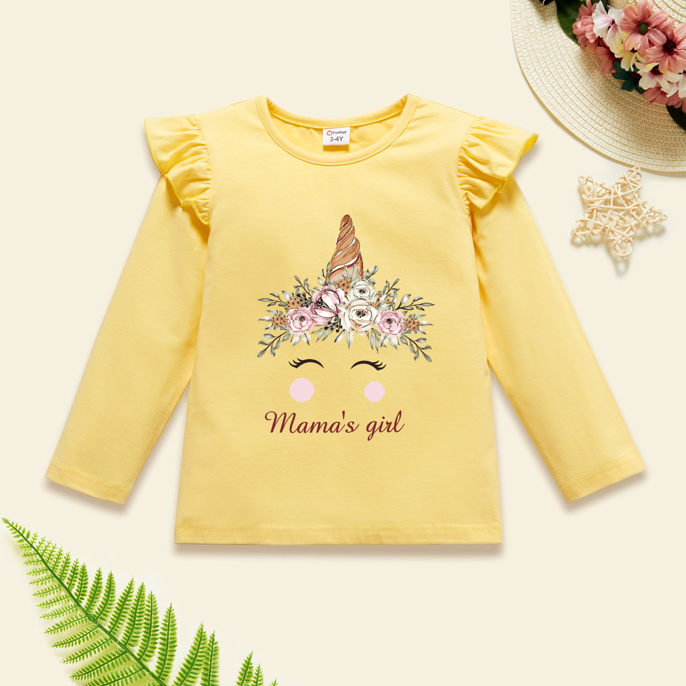 

Toddler Graphic Flutter-sleeve Long-sleeve Tee