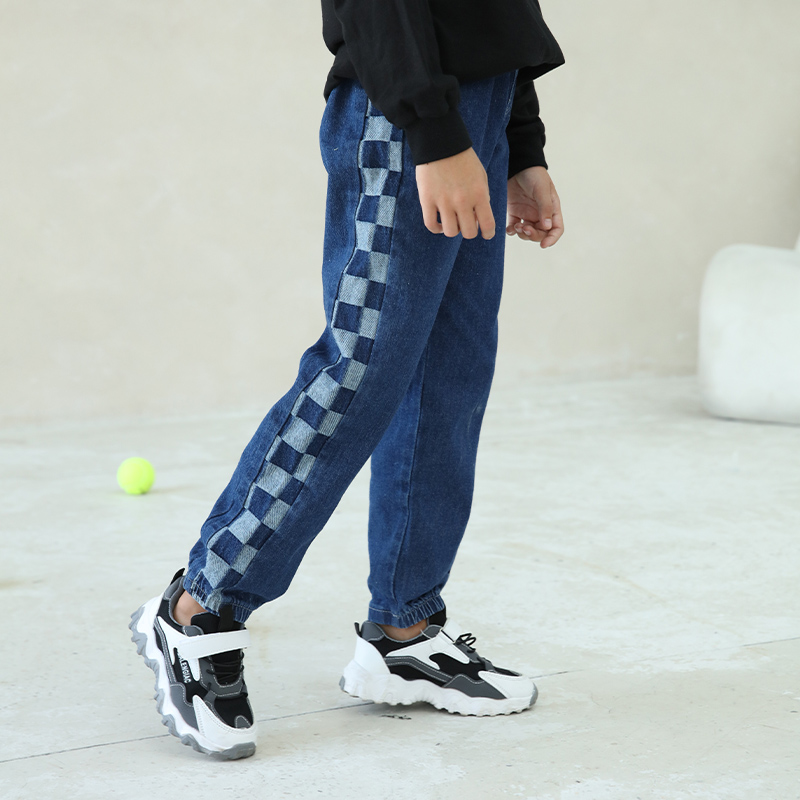 

Kid Boy Casual Plaid Elasticized Denim Jeans