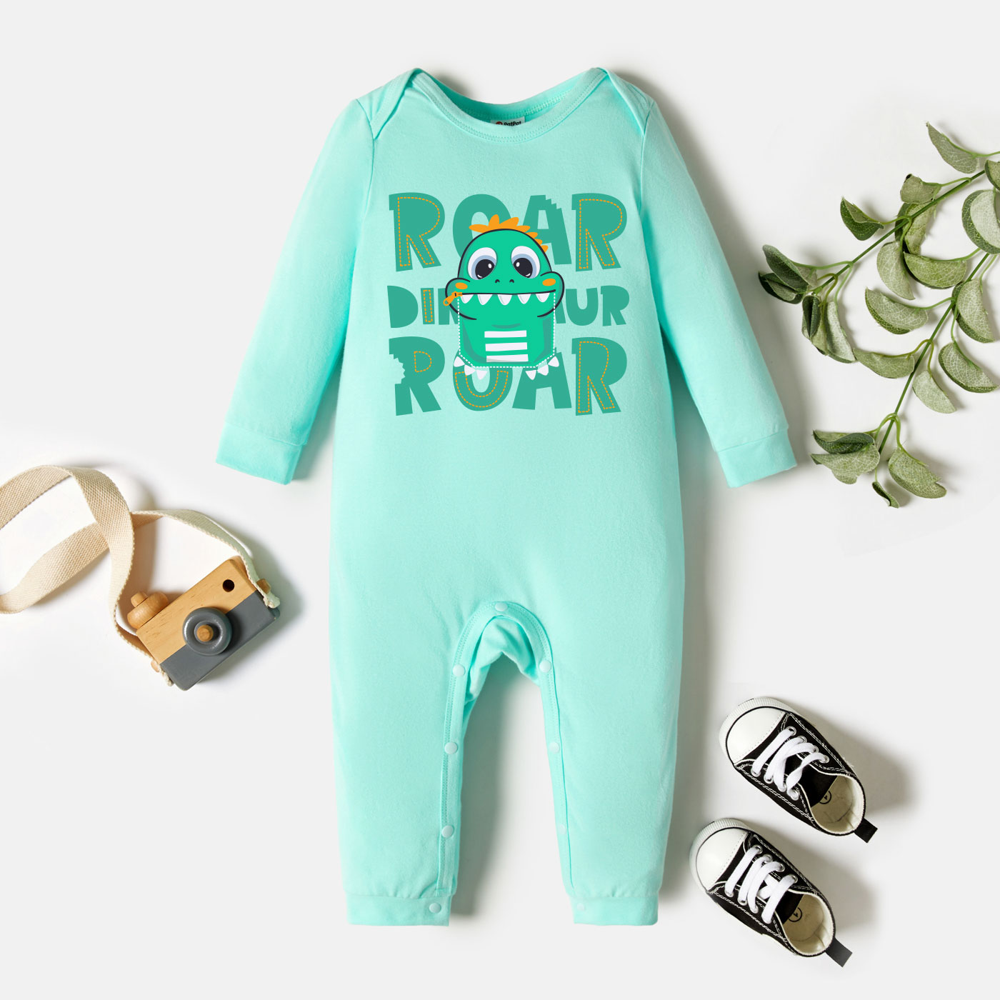 

Baby Graphic Light green Long-sleeve Jumpsuit